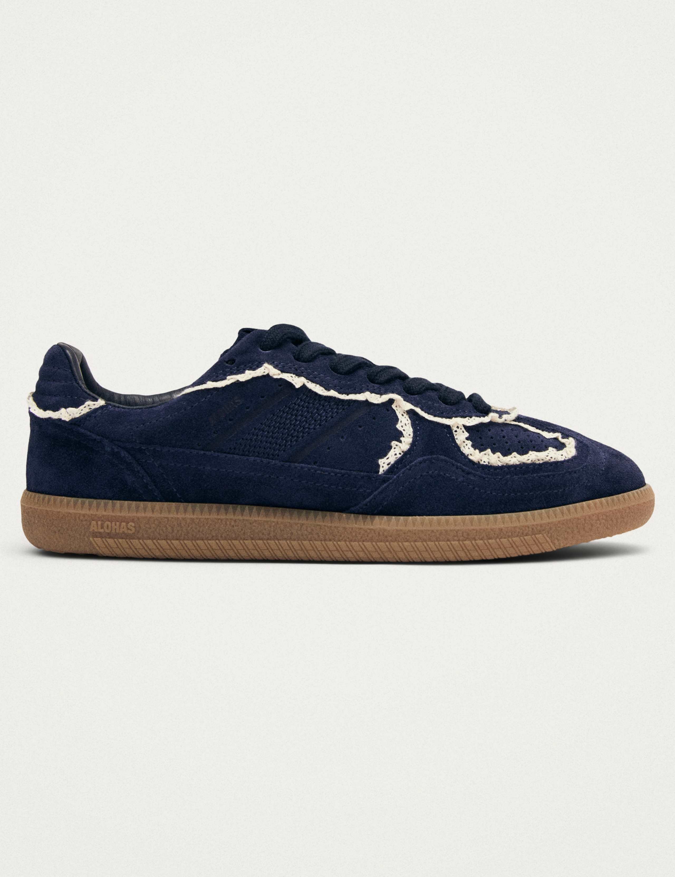 Suede Crochet-Style Trim Trainers