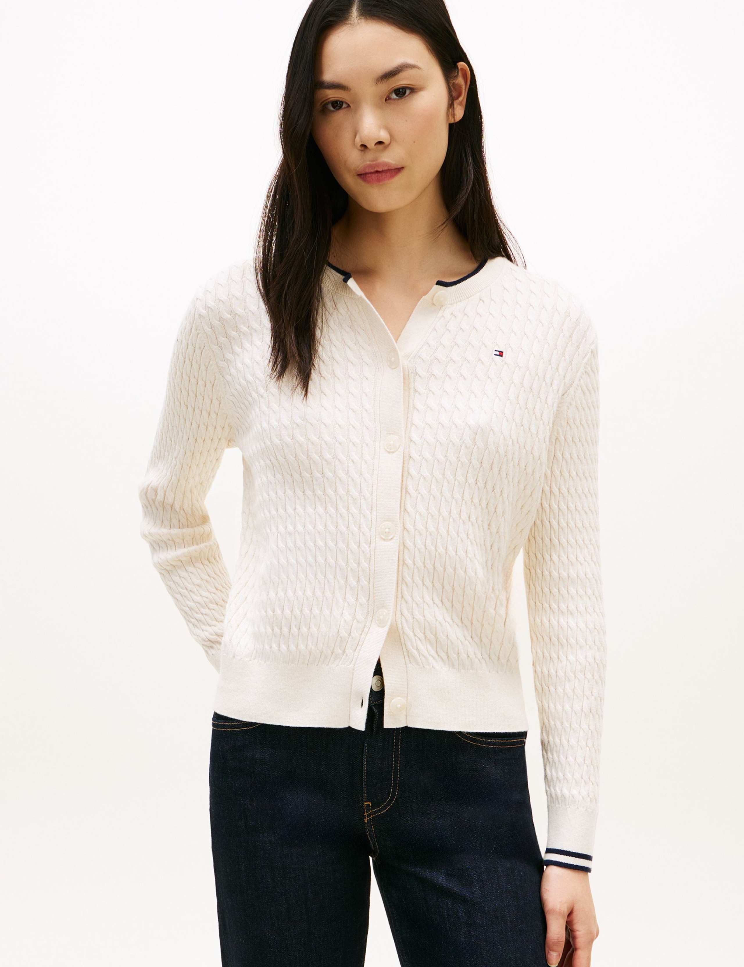 Pure Cotton Textured Crew Neck Cardigan