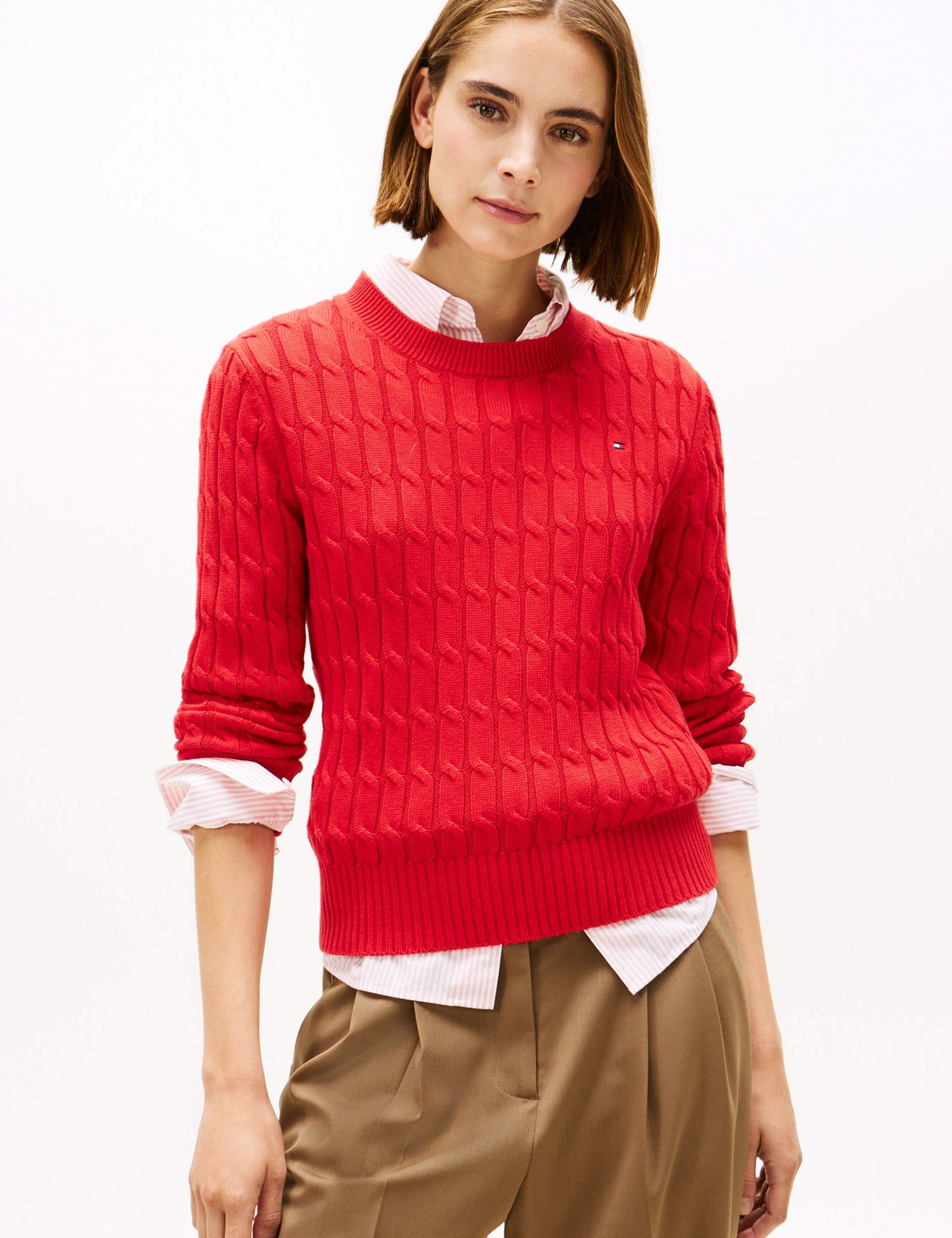 Pure Cotton Cable Knit Crew Neck Jumper