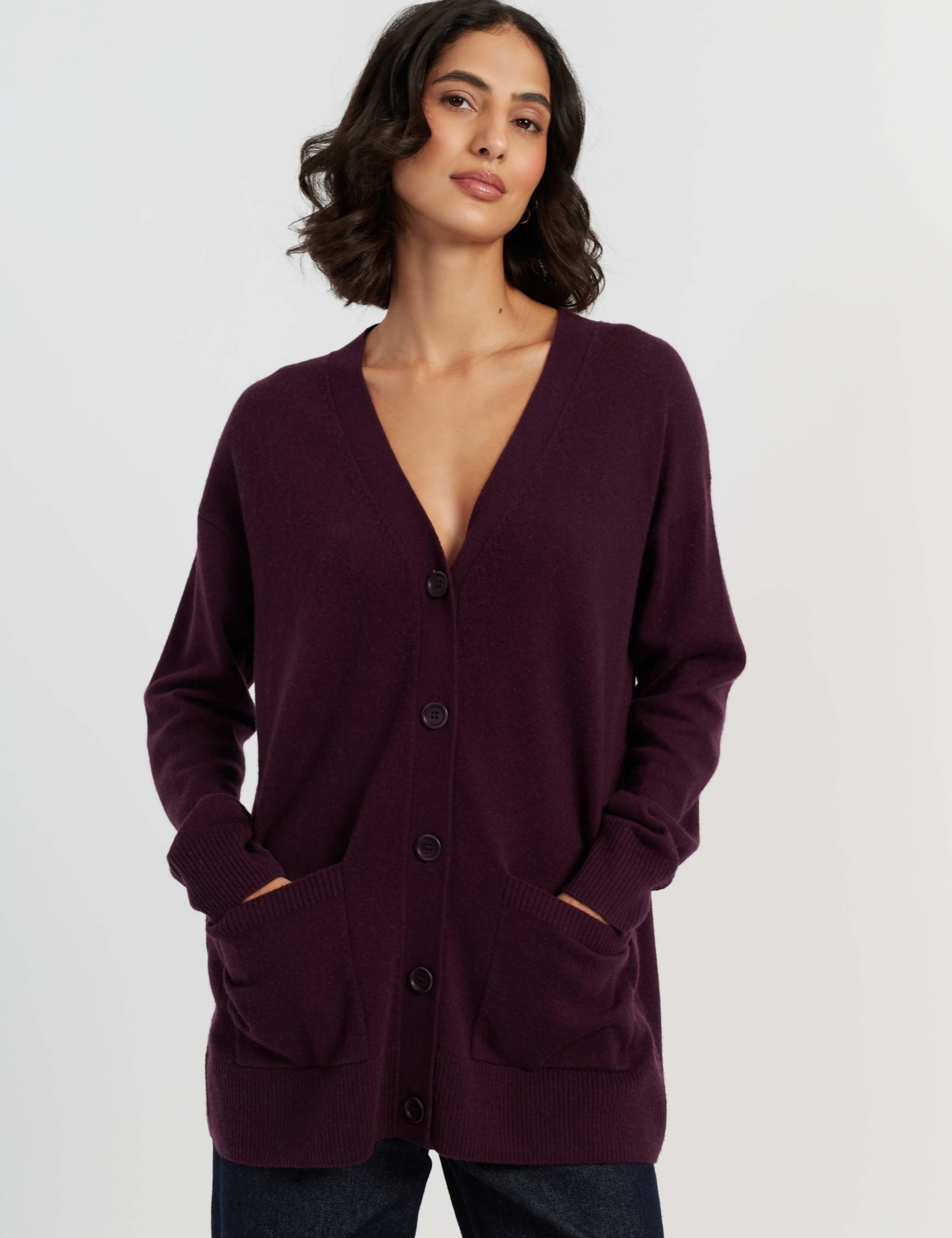 Wool Rich V-Neck Longline Cardigan