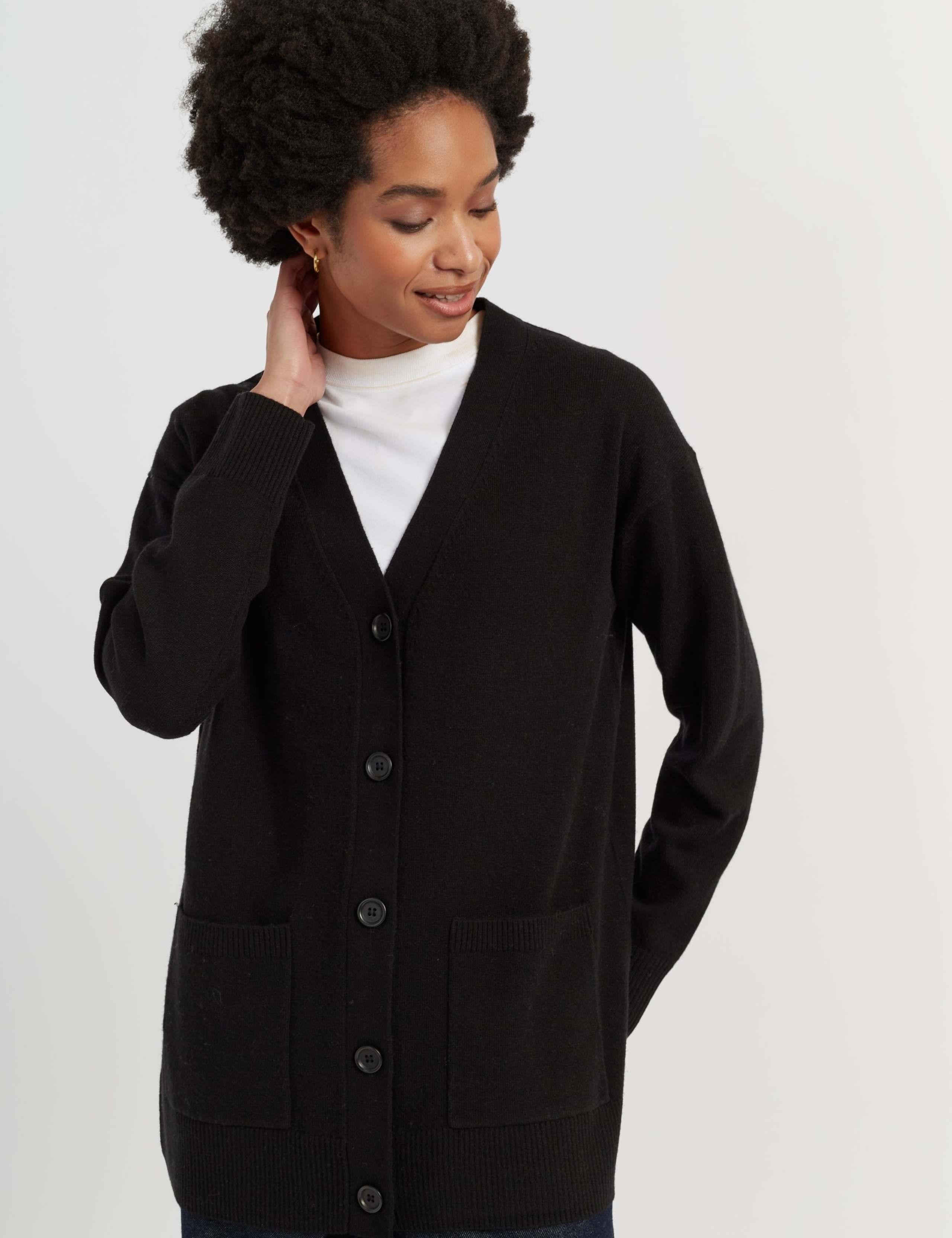 Wool Rich V-Neck Longline Cardigan