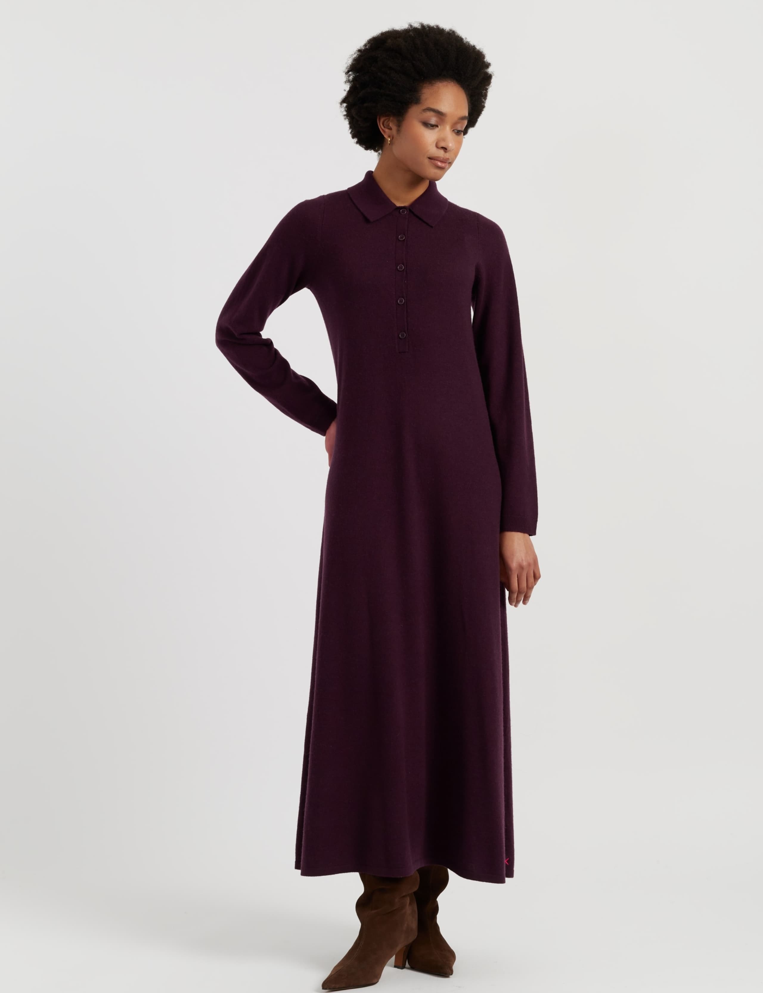 Wool Rich Polo Dress With Cashmere
