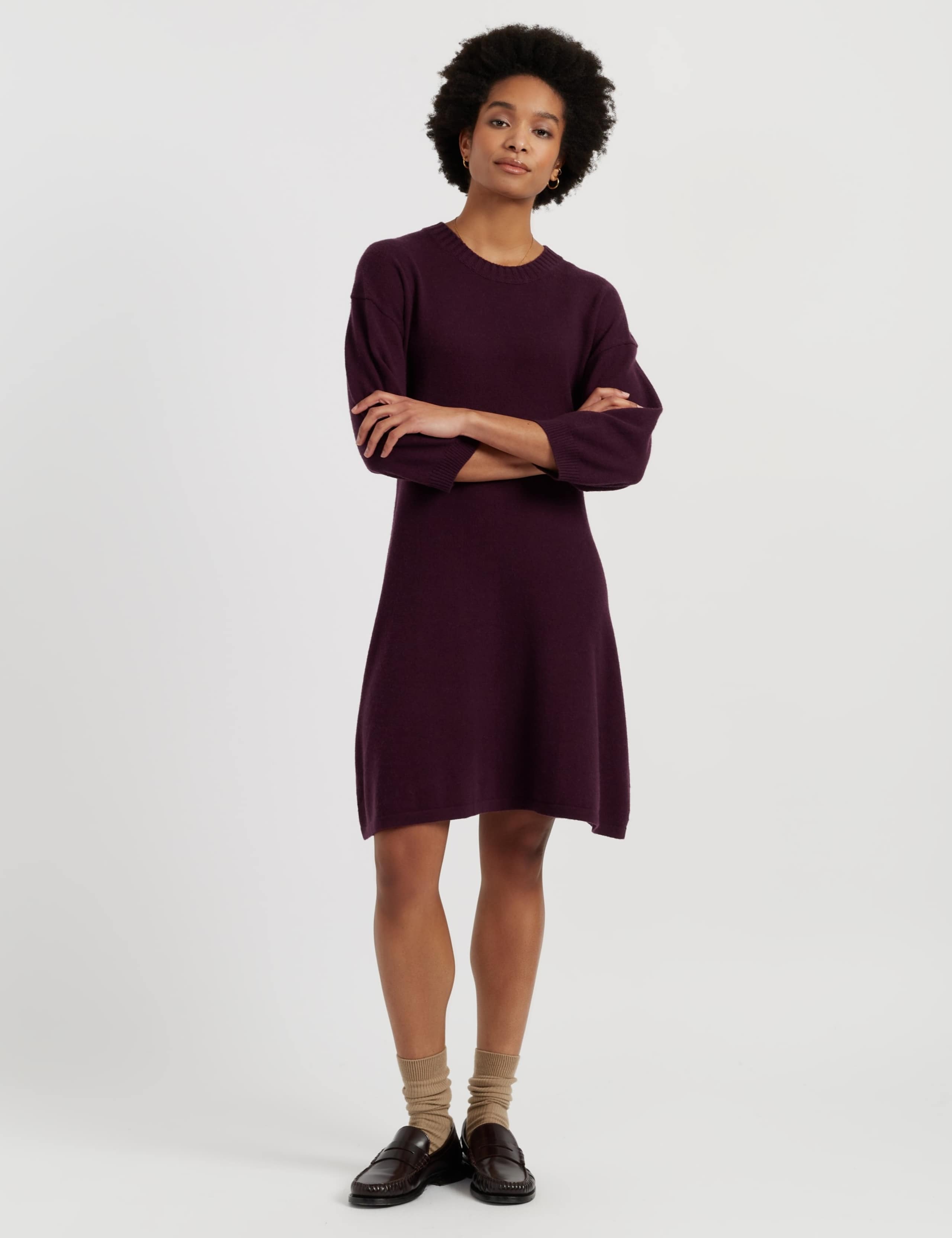 Wool Rich Mini Skater Dress with Cashmere