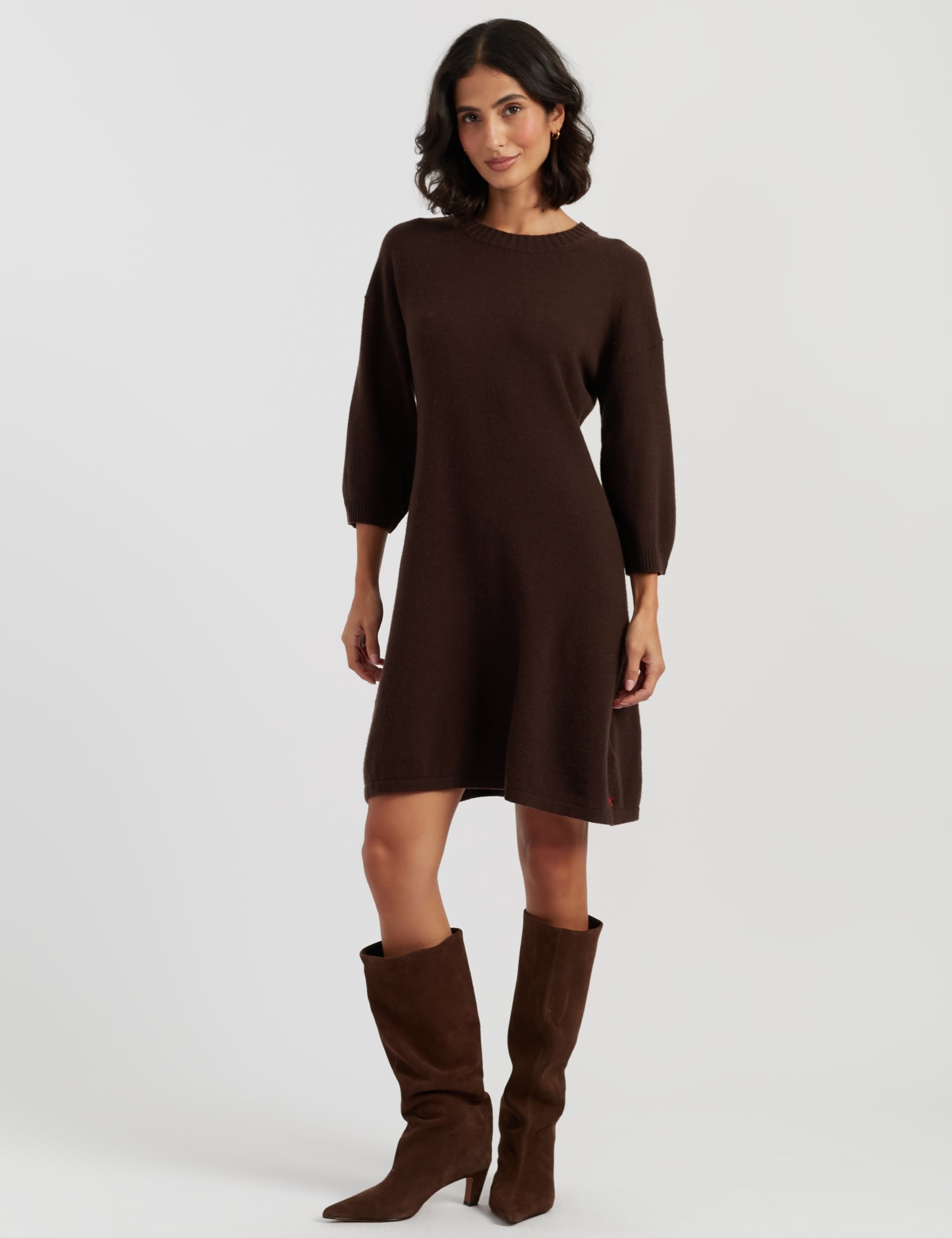 Wool Rich Mini Skater Dress with Cashmere