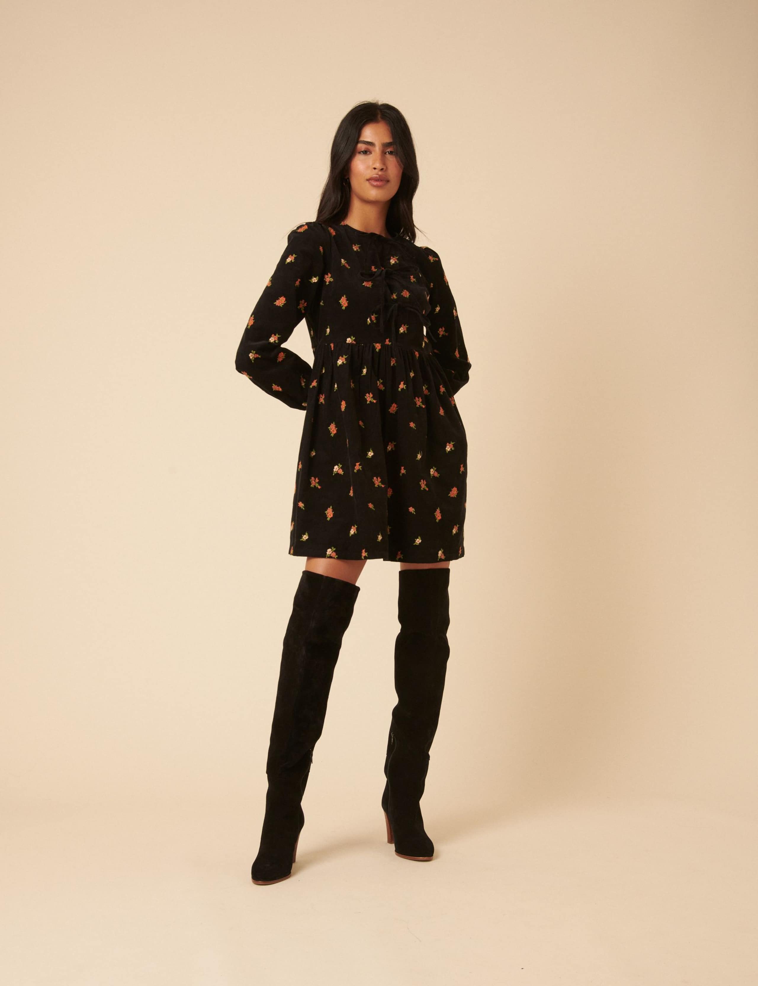 Pure Cotton Embroidered Mini Smock Dress