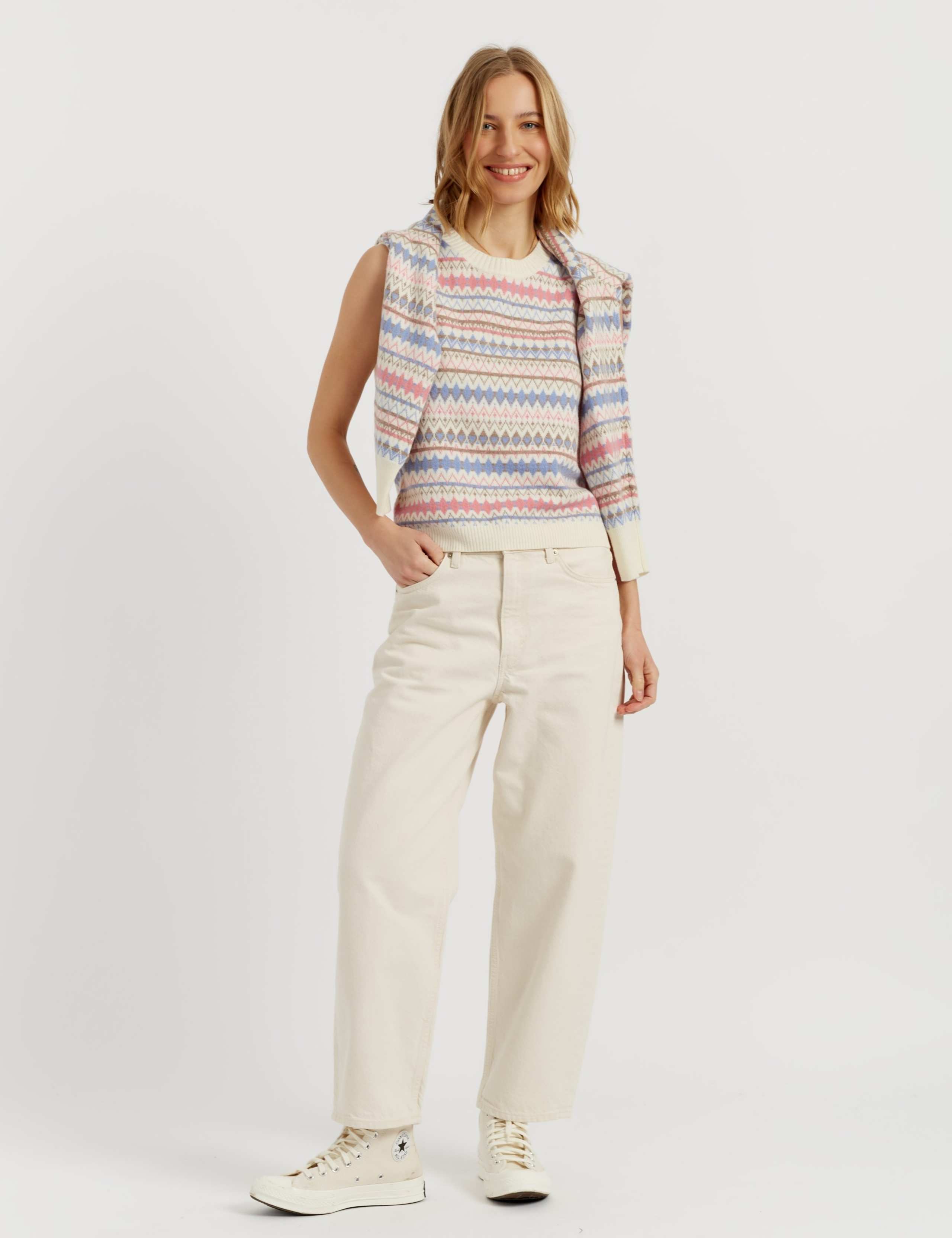Wool Rich Fair Isle Knitted Vest with Cashmere