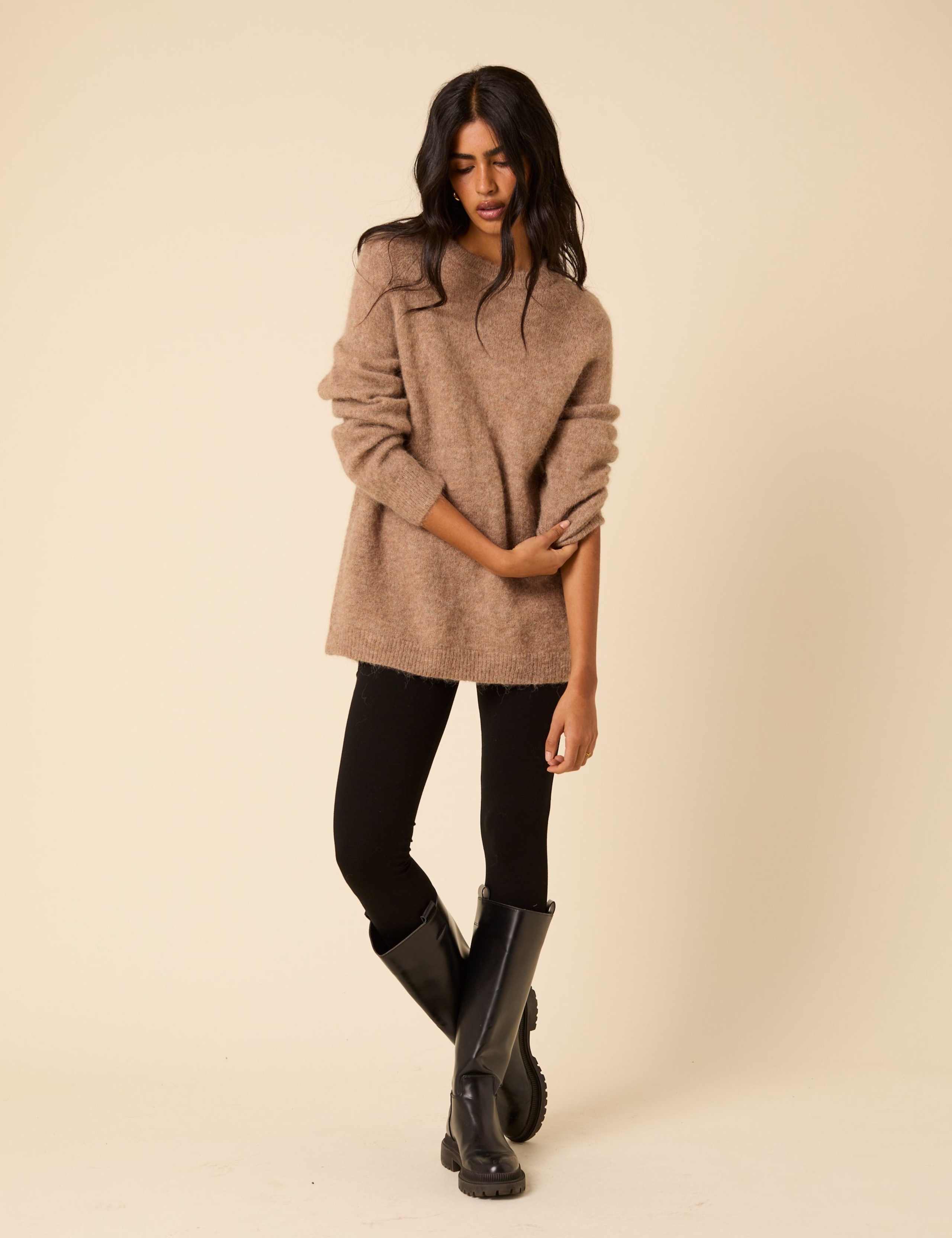 Wool Blend Textured Oversized Jumper