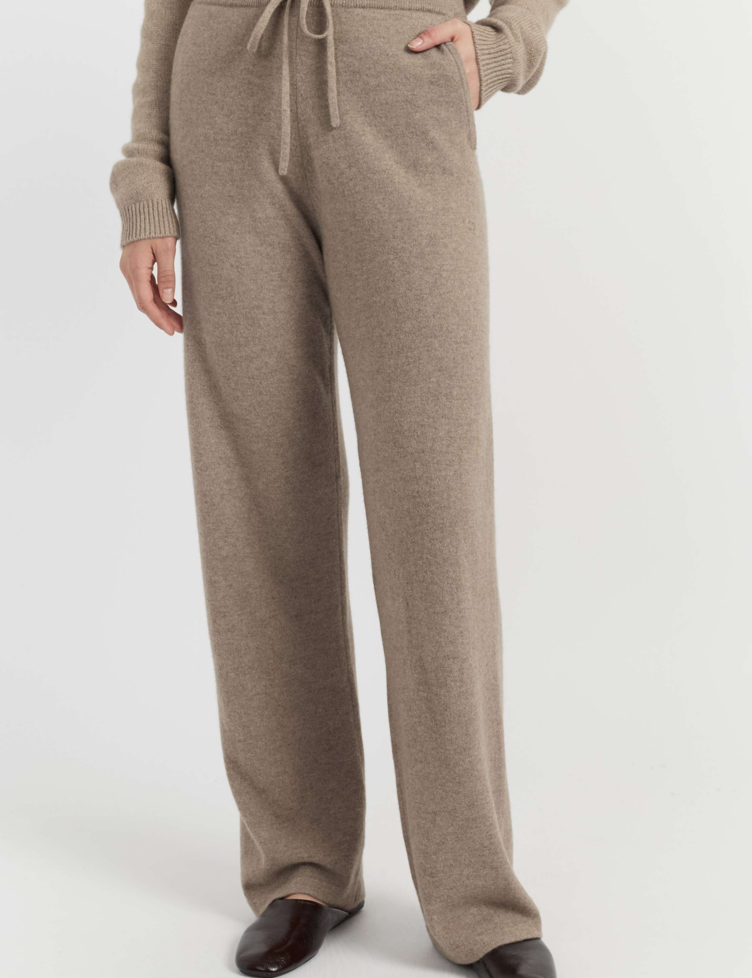 Pure Cashmere Wide Leg Track Pants