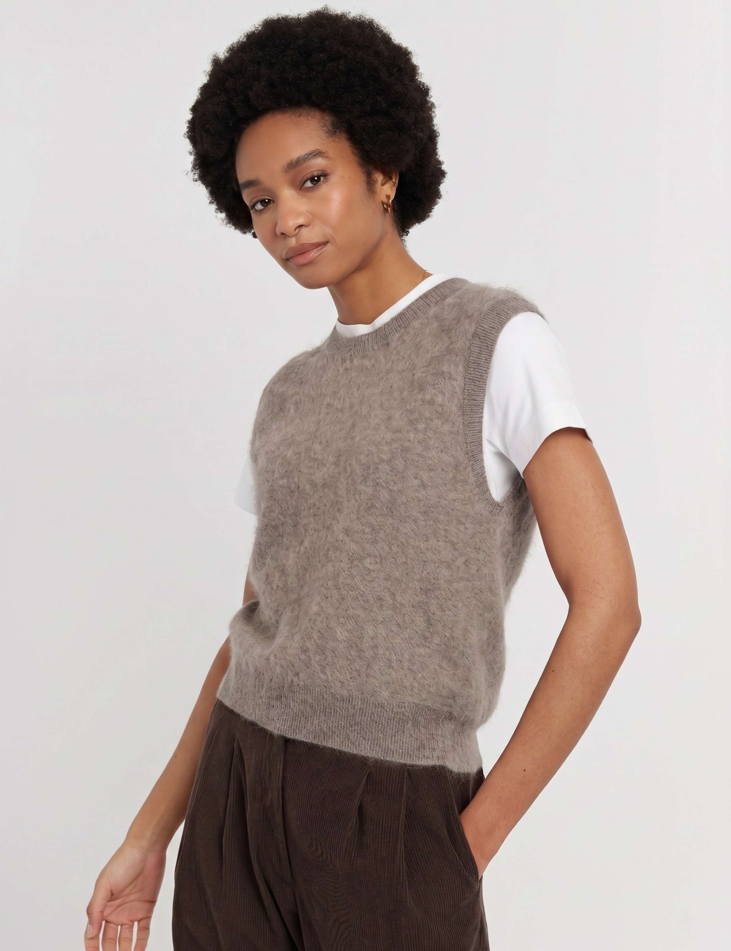 Pure Merino Wool Crew Neck Knitted Vest