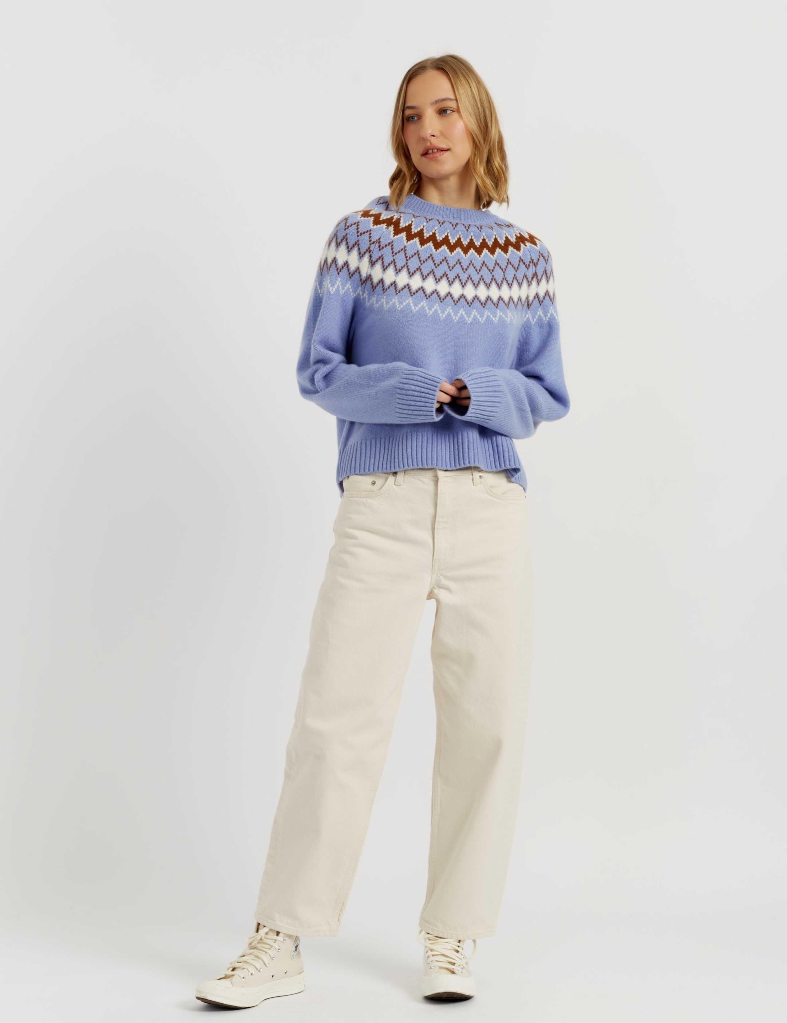 Wool With Cashmere Fair Isle Textured Jumper