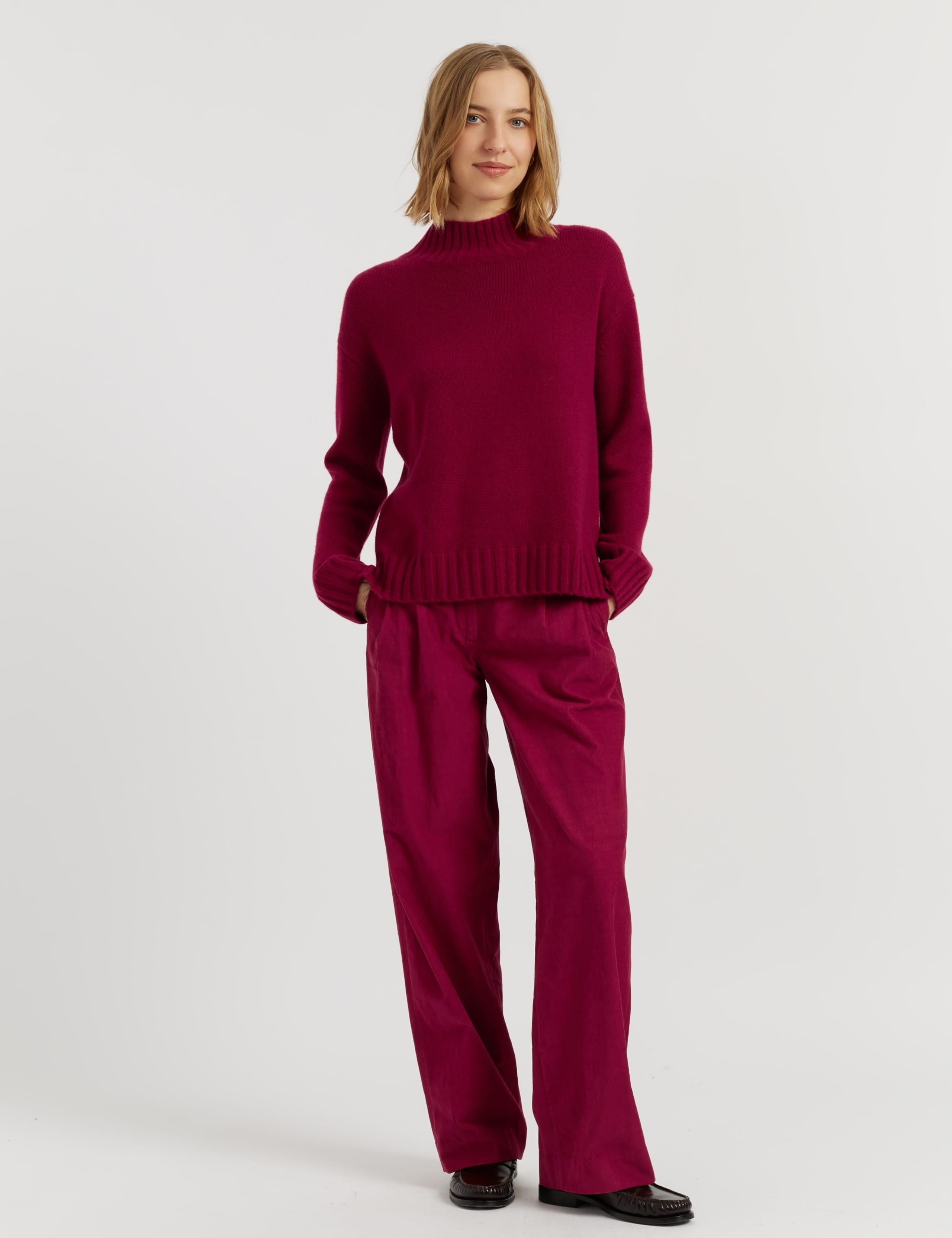 Pure Cashmere Funnel Neck Relaxed Jumper