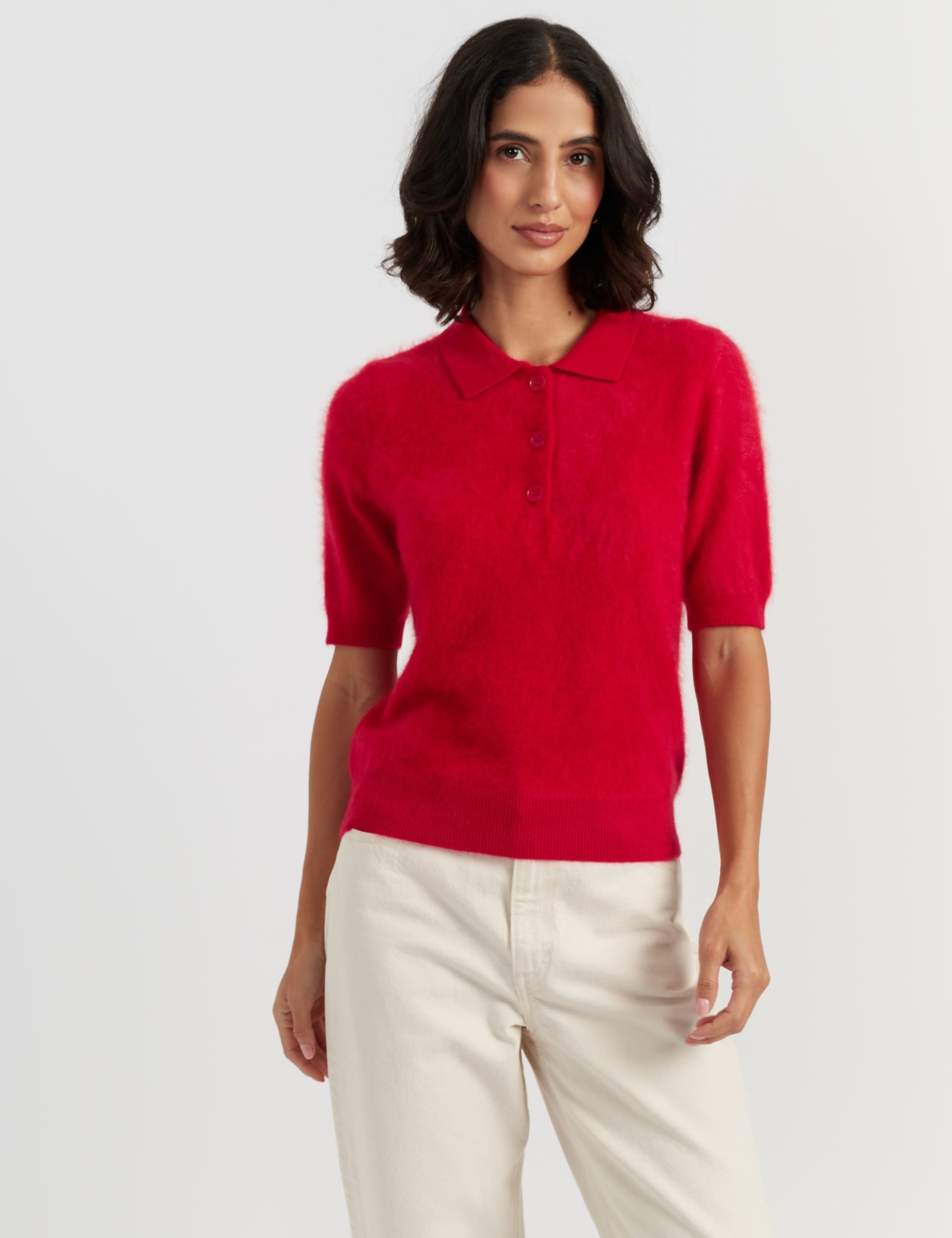 Pure Merino Wool Collared Knitted Top