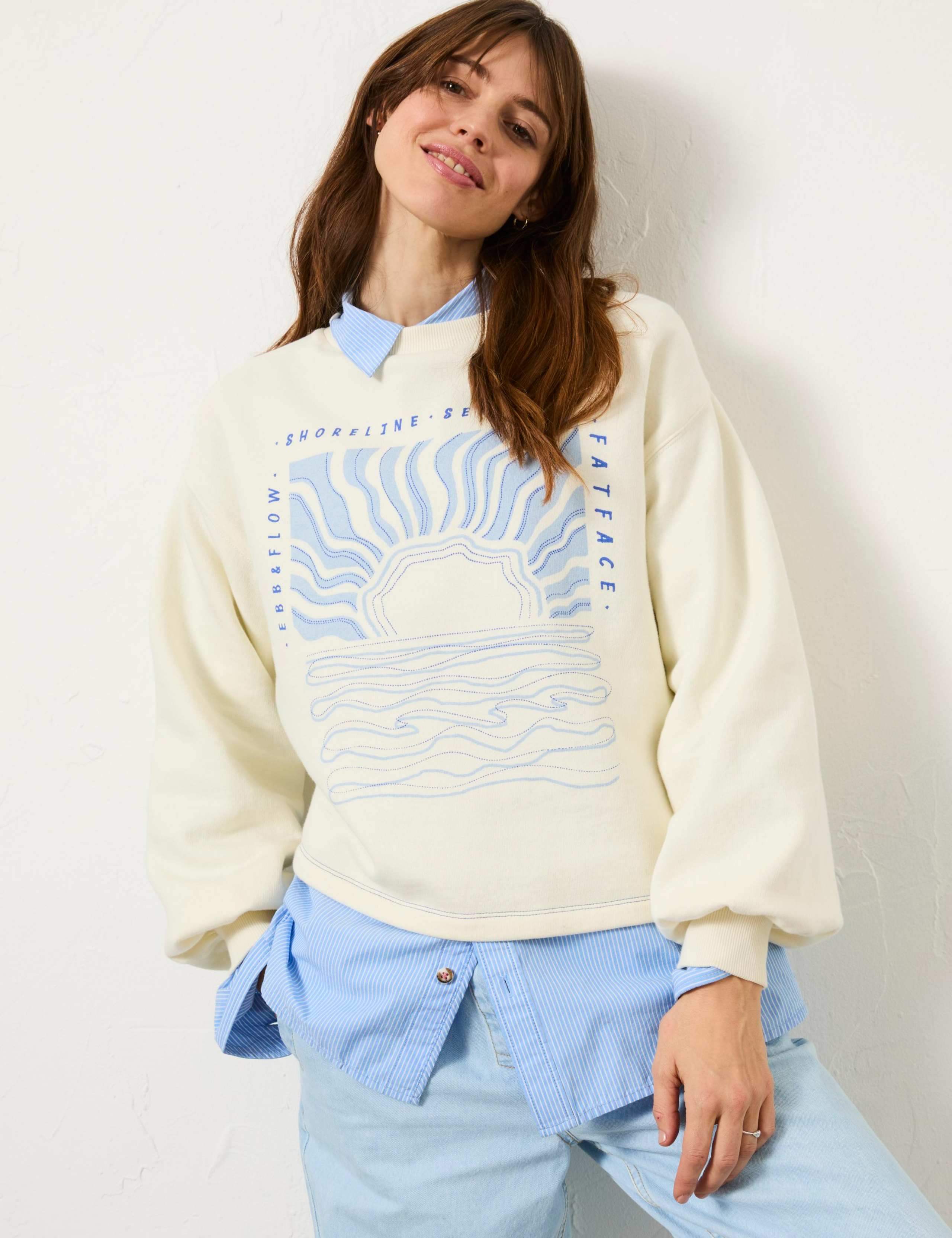 Pure Cotton Printed Slogan Sweatshirt