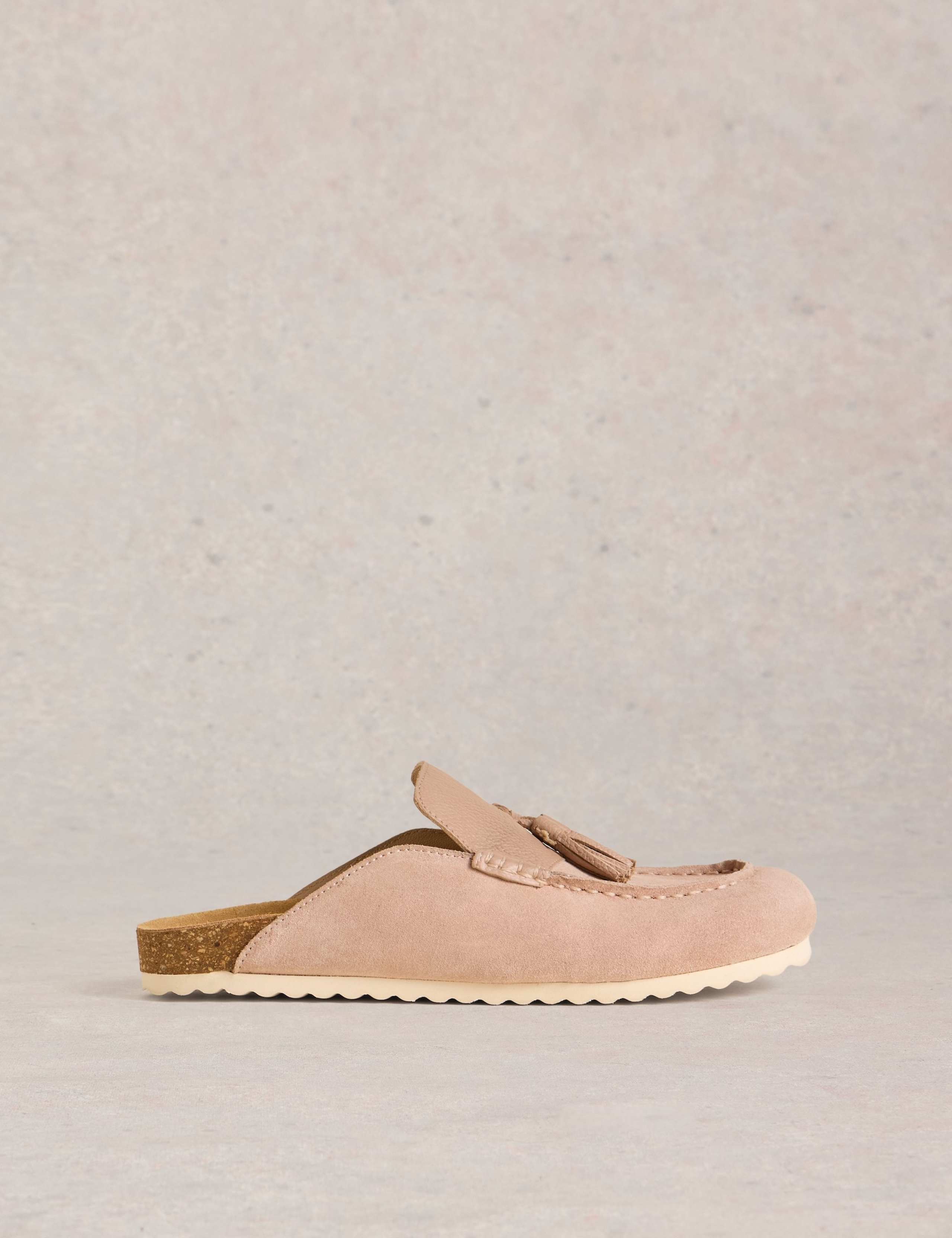 Suede Tassel Slip On Footbed Mules