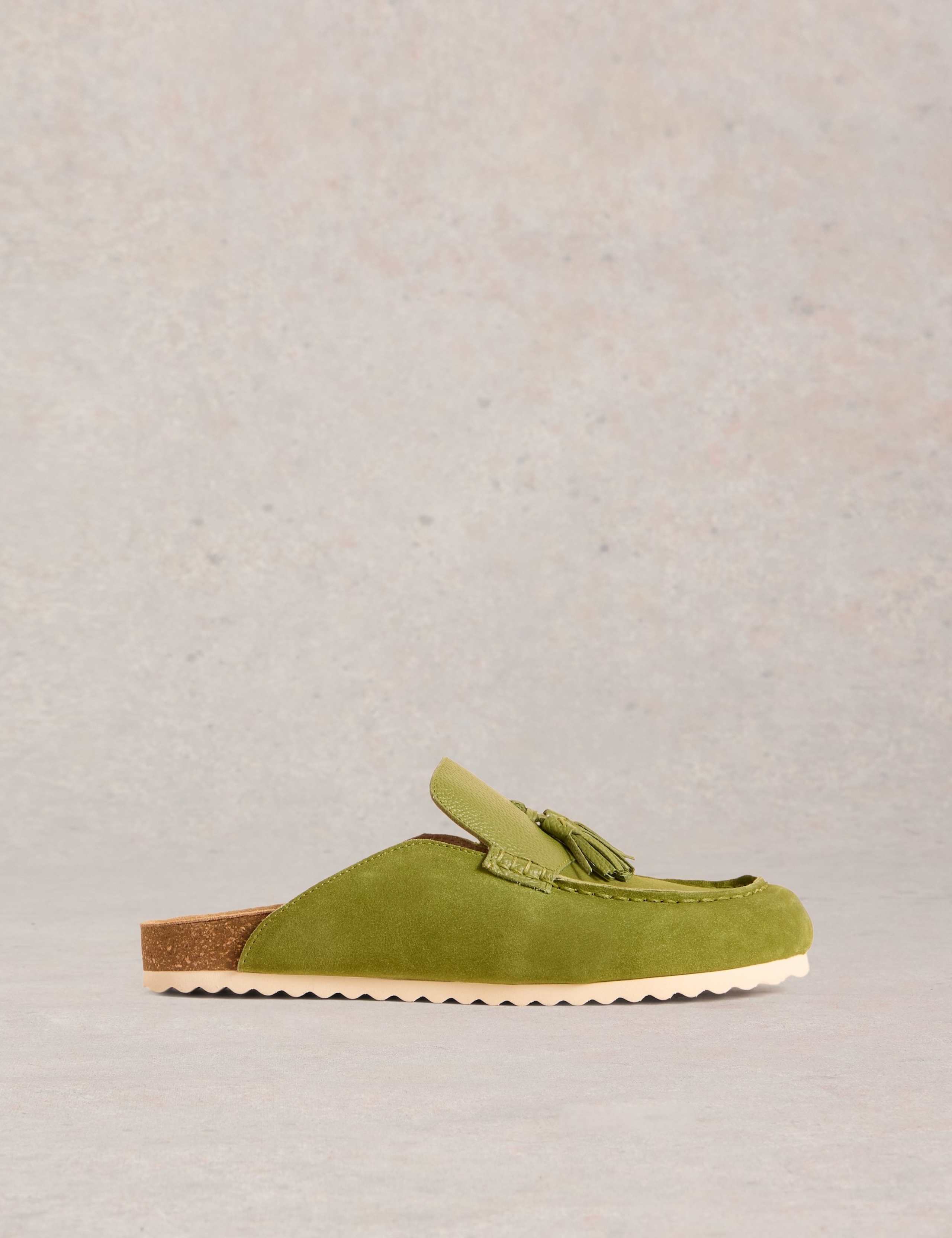 Suede Tassel Slip On Footbed Mules