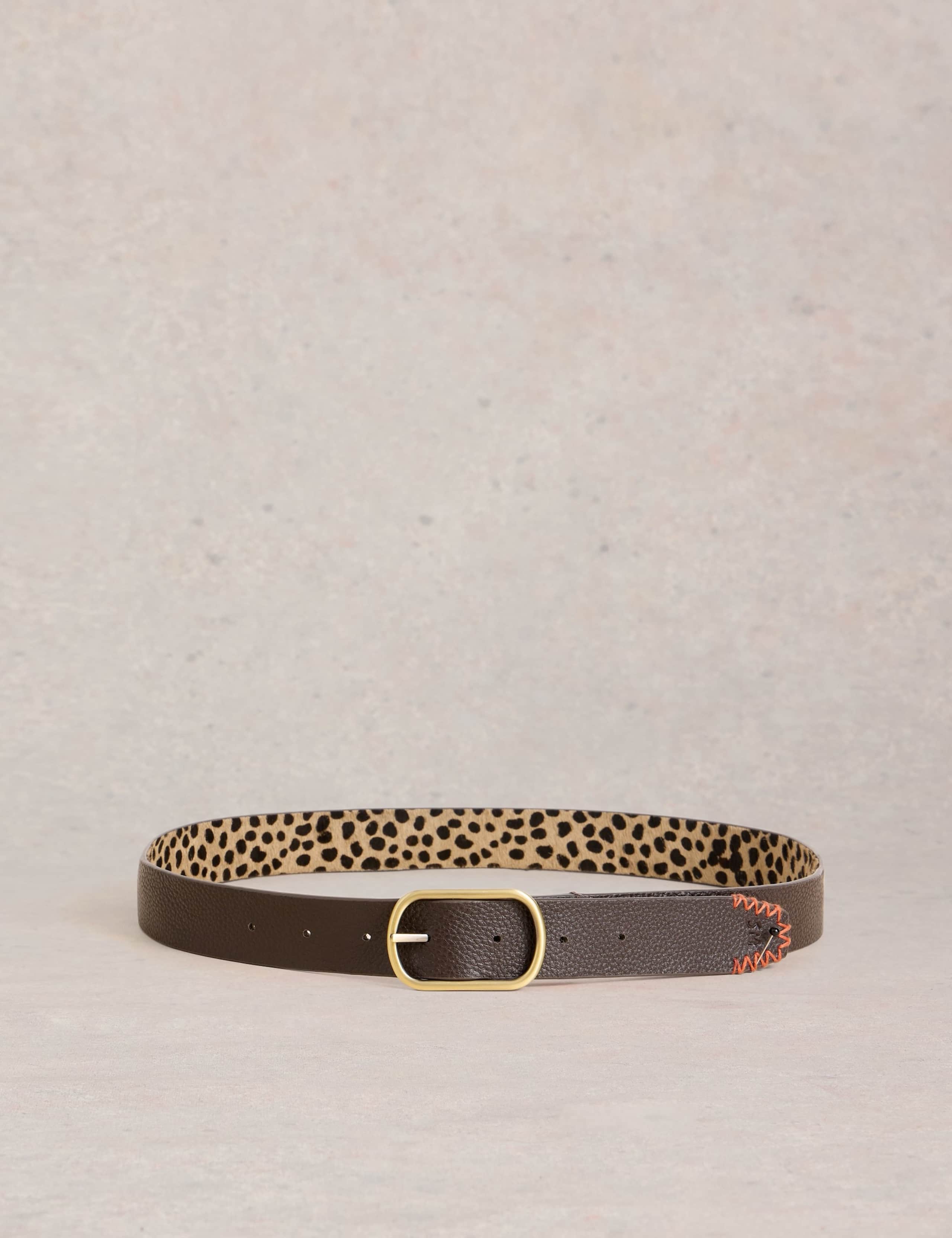 Leather Animal Print Reversible Belt