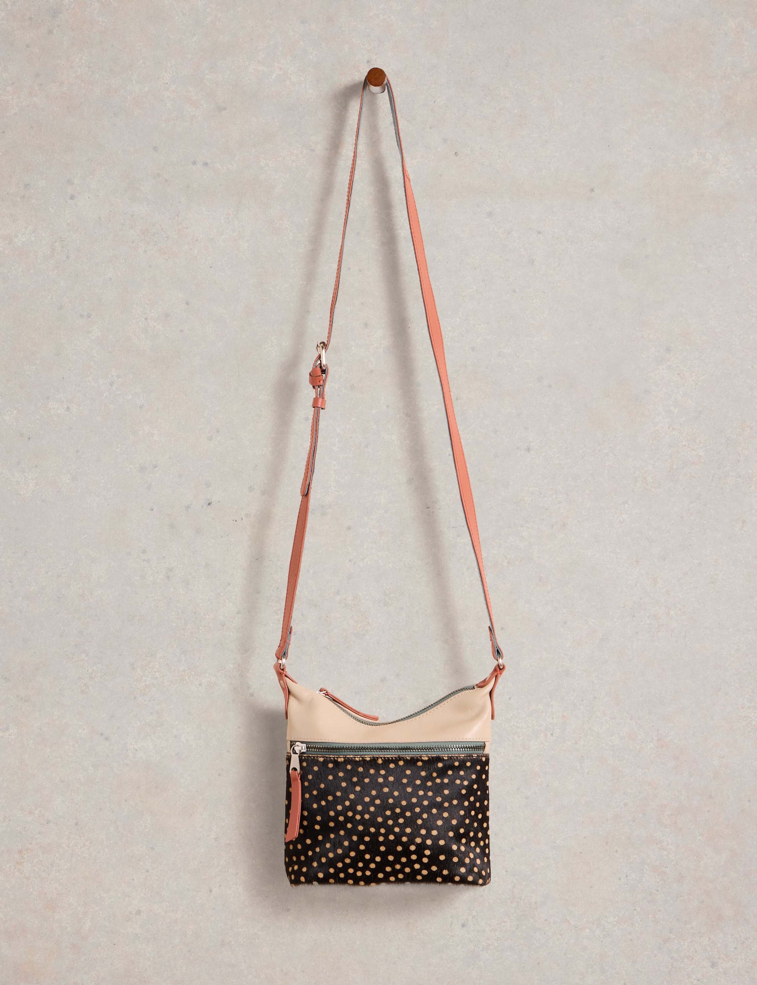 Leather Colour Block Cross Body Bag