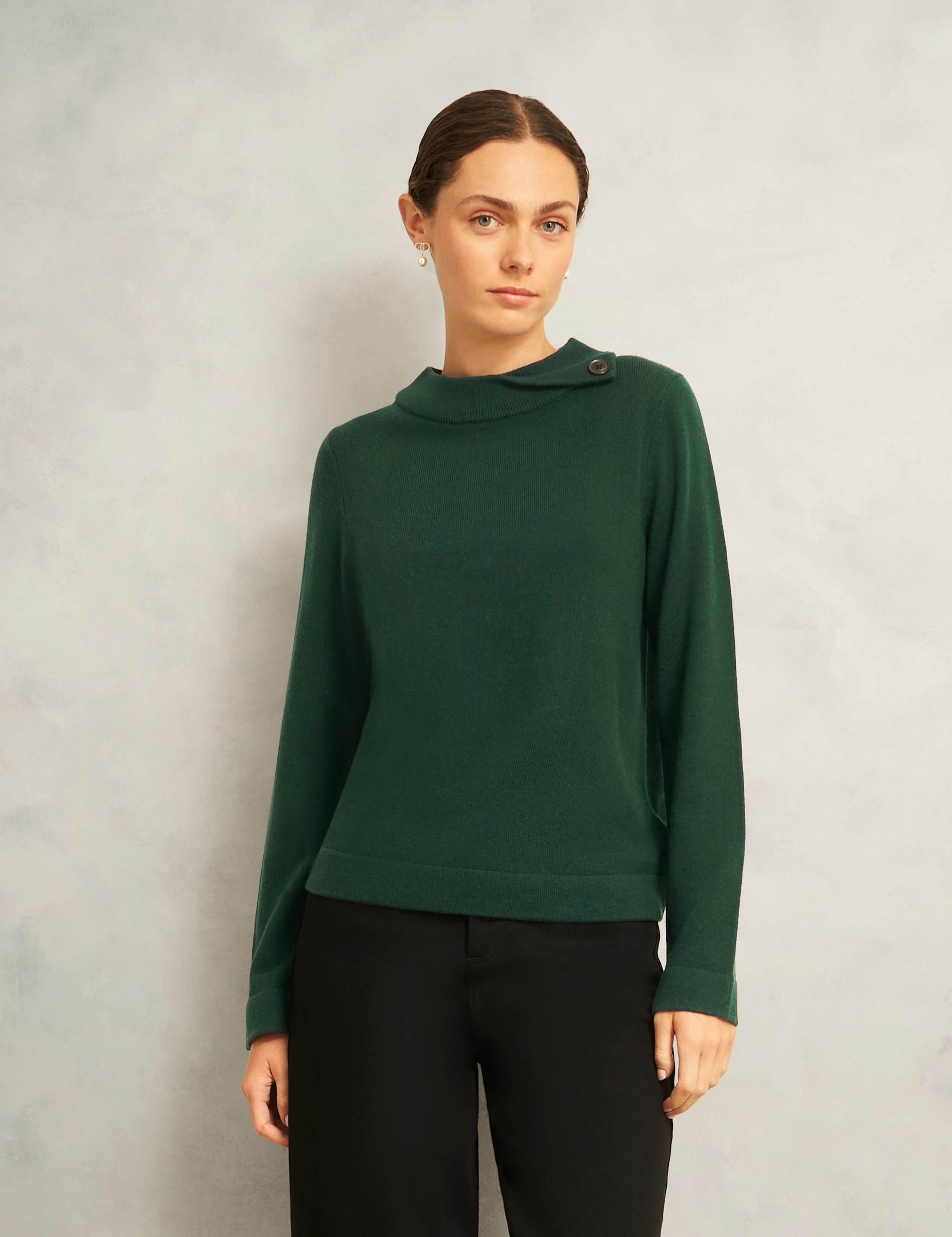 Merino Rich Roll Neck Button Detail Jumper