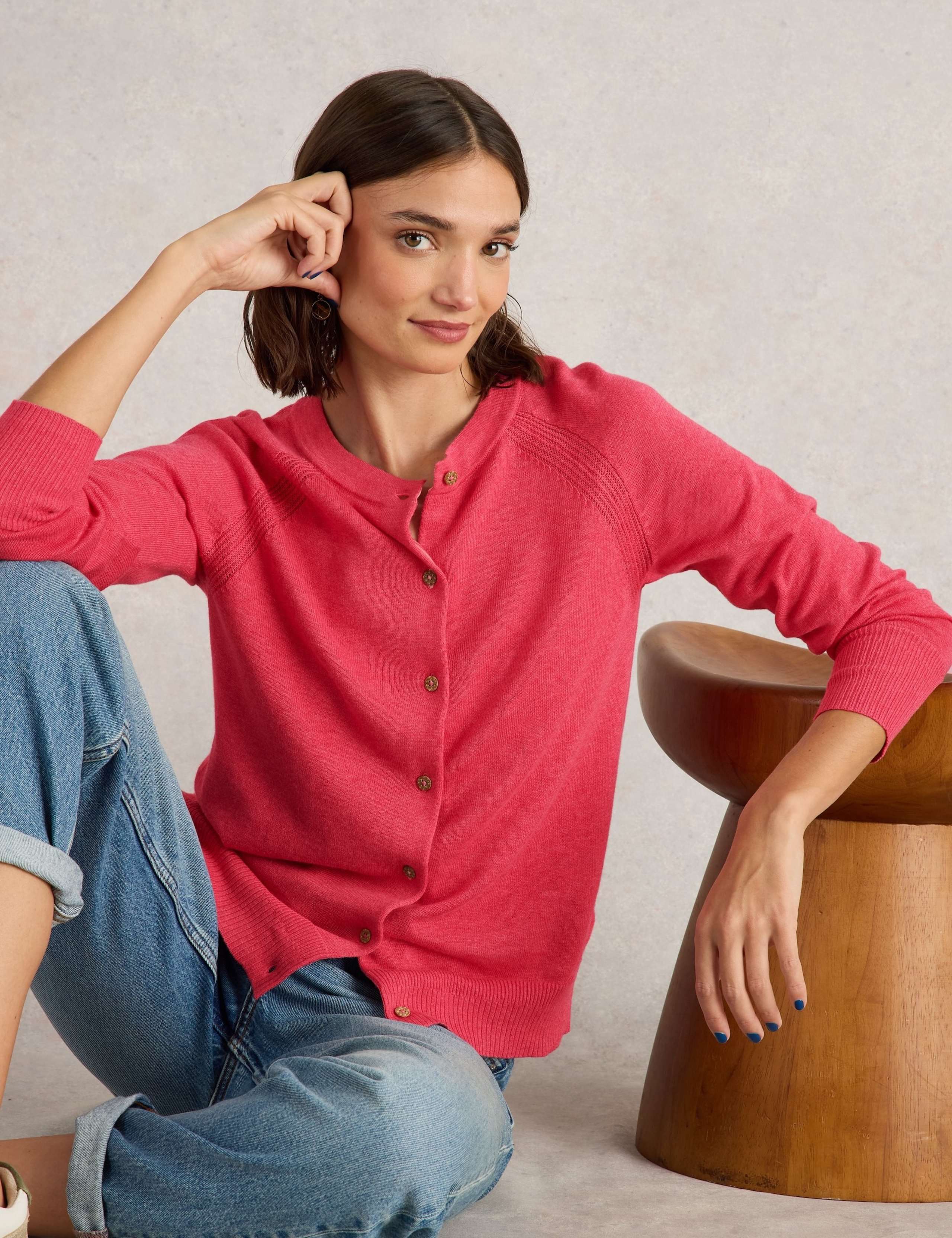 Pure Cotton Crew Neck Cardigan