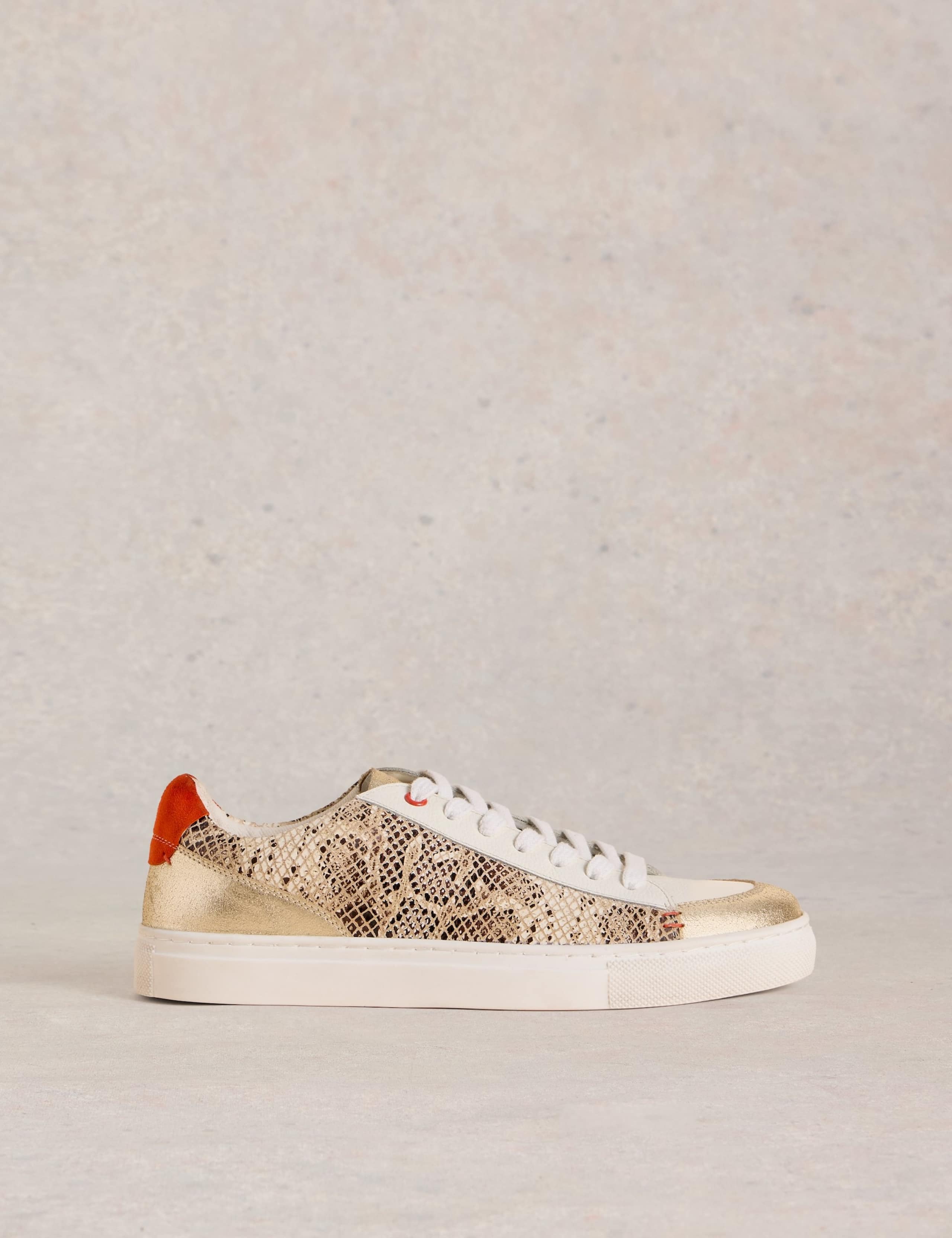 Leather Animal Print Metallic Trainers