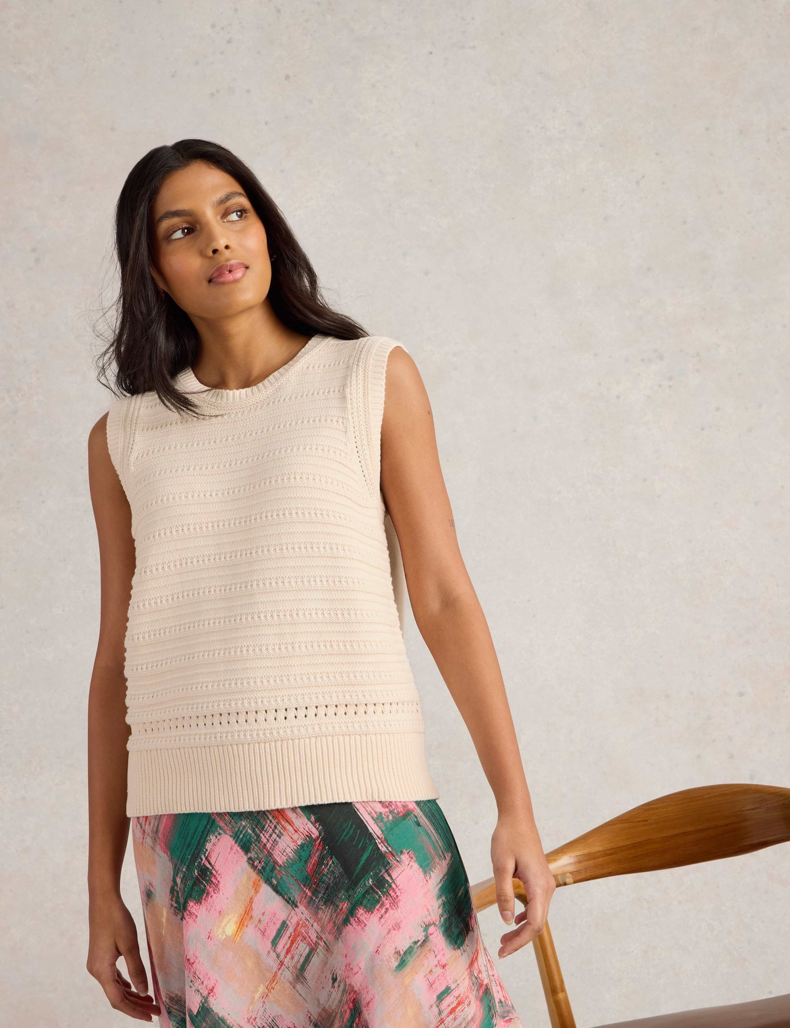 Pure Cotton Textured Knitted Vest
