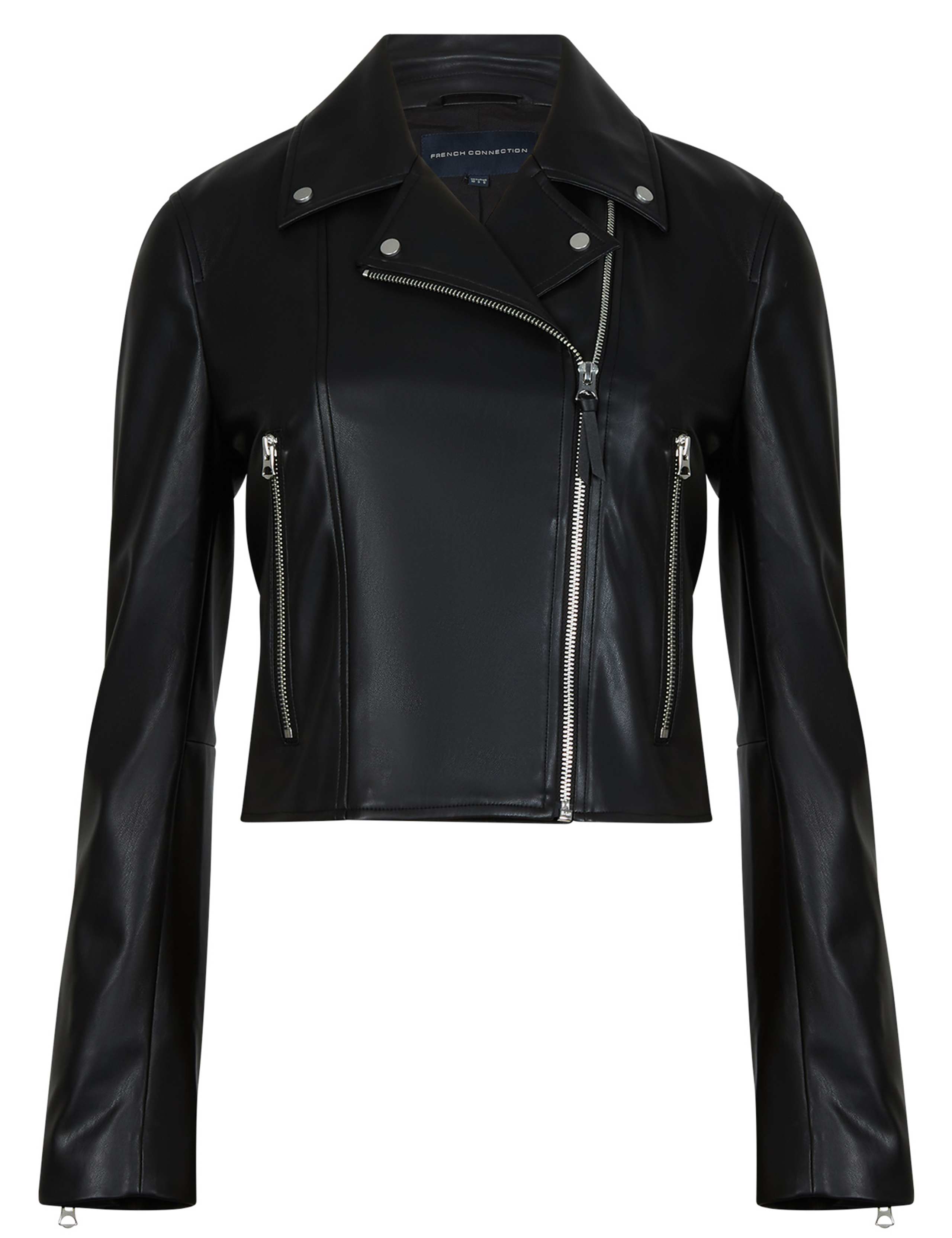 Faux Leather Cropped Biker Jacket