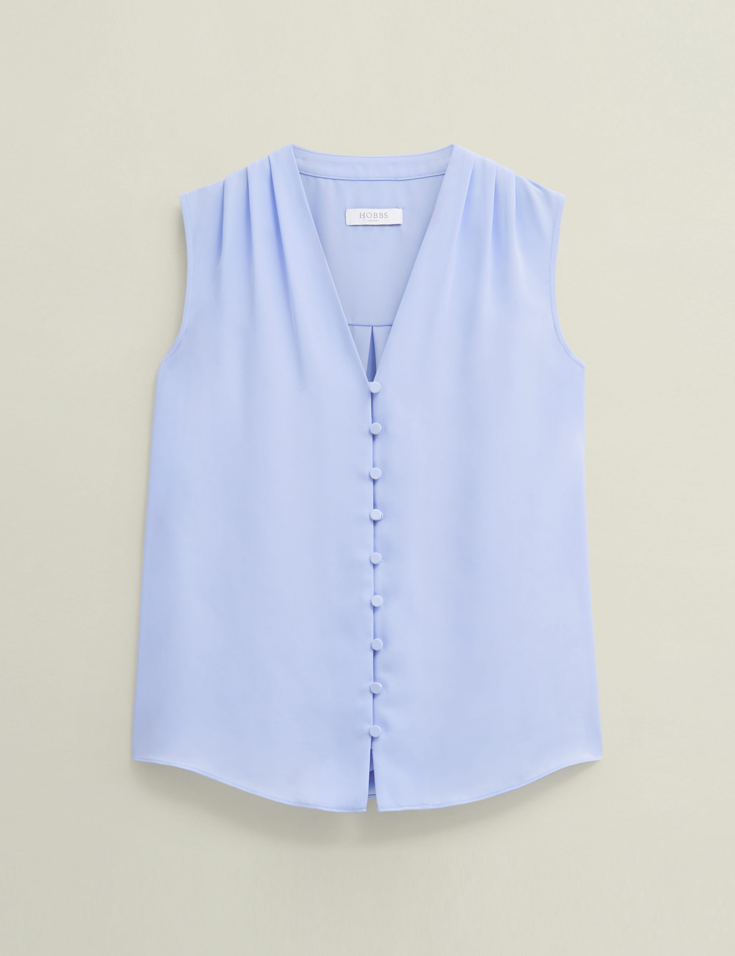 V-Neck Button Through Sleeveless Blouse