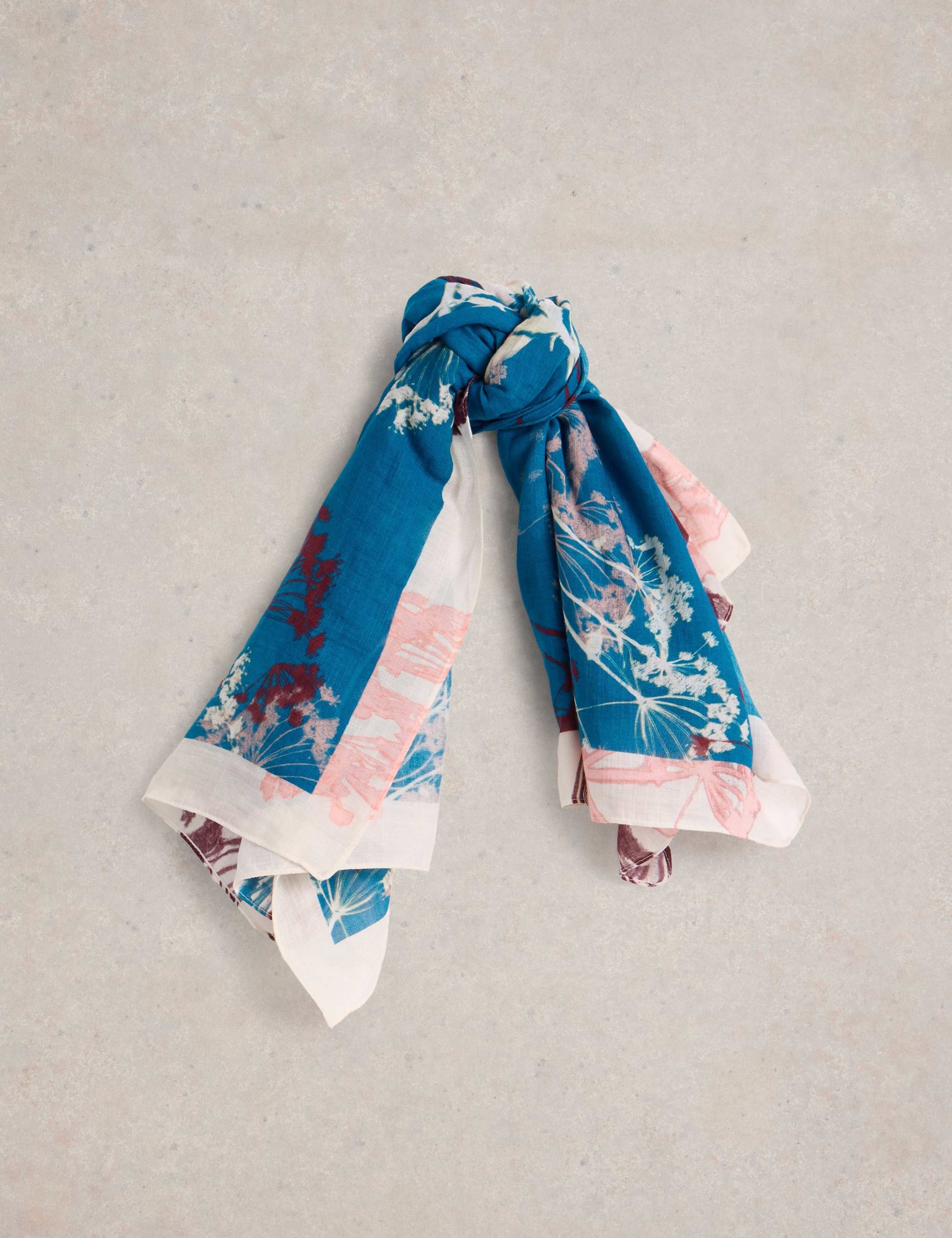 Cotton Blend Floral Square Scarf