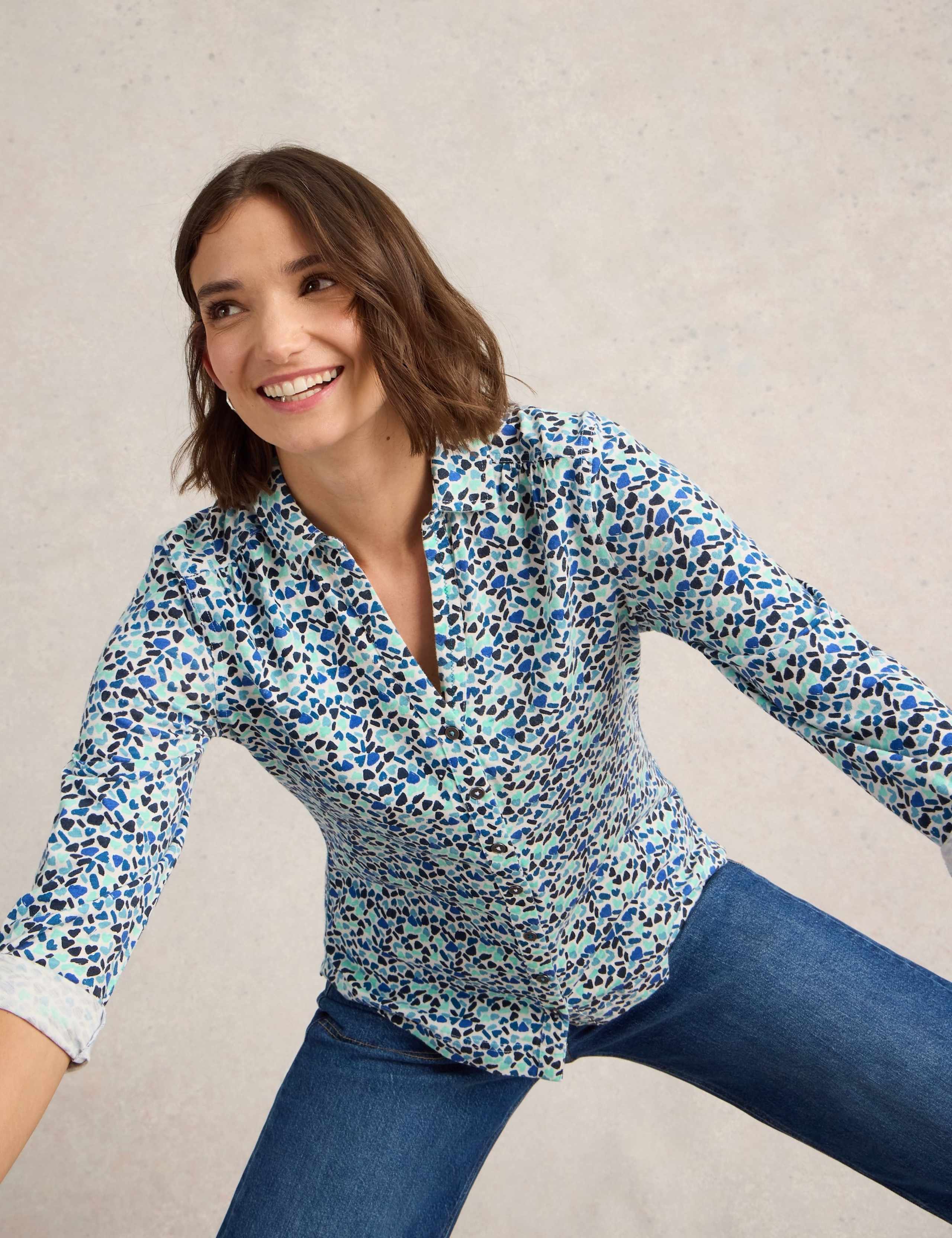 Pure Cotton Jersey Printed Collared Shirt