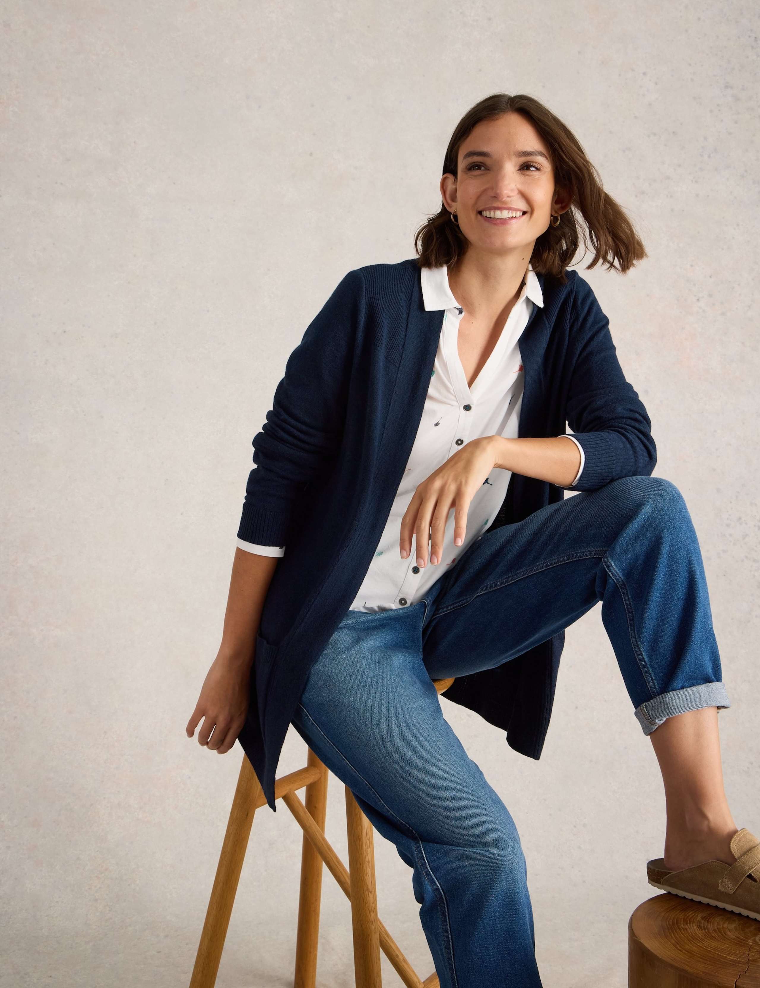 Cotton Blend Longline Cardigan