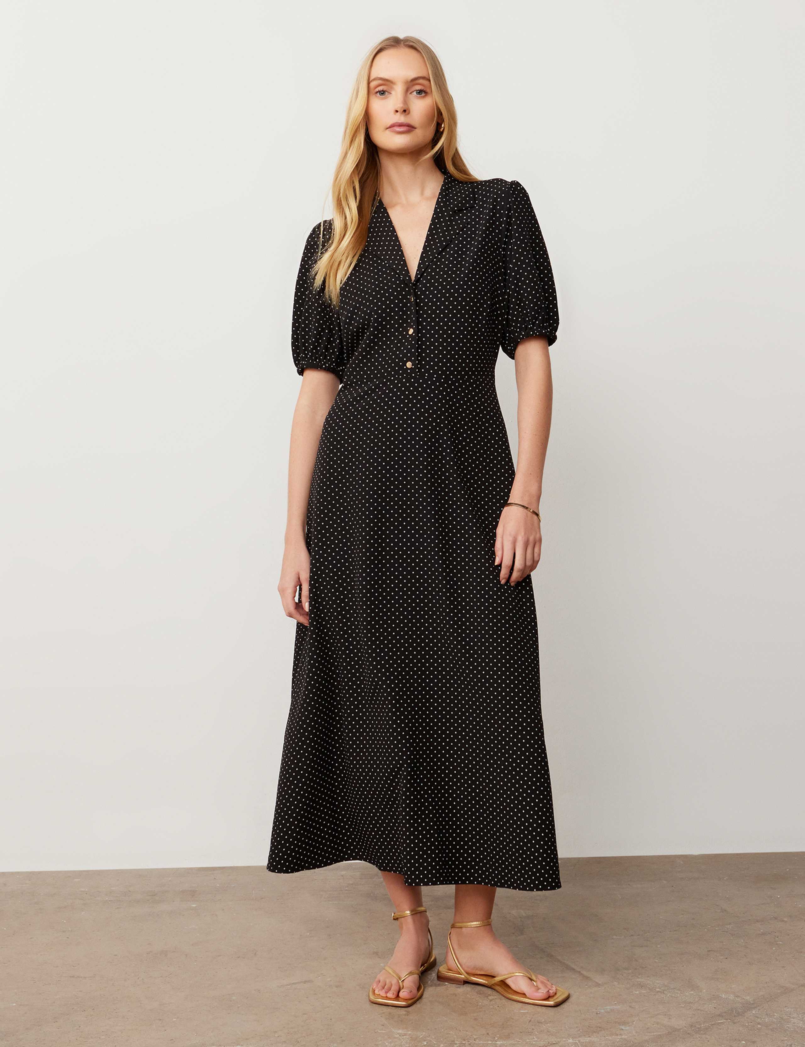 Polka Dot Midaxi Waisted Dress