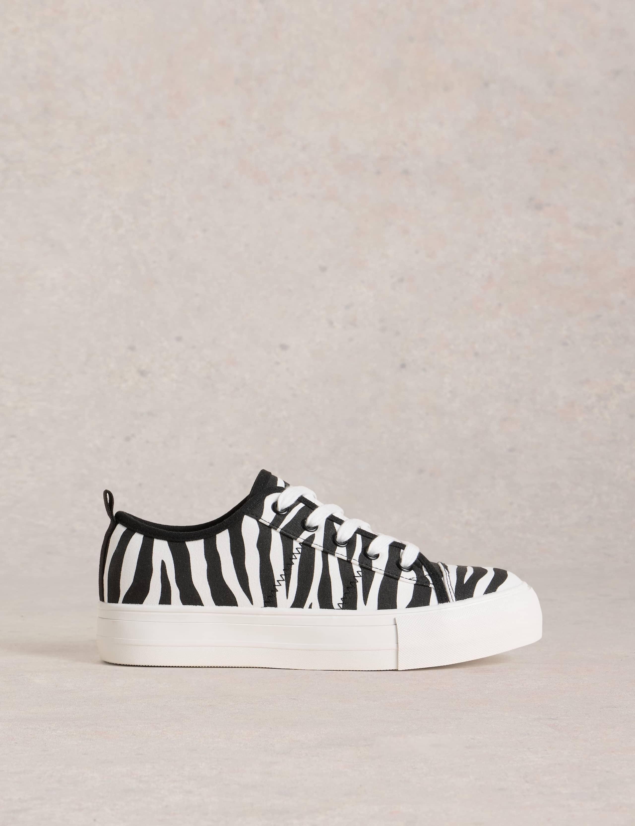 Canvas Animal Print Platform Trainers
