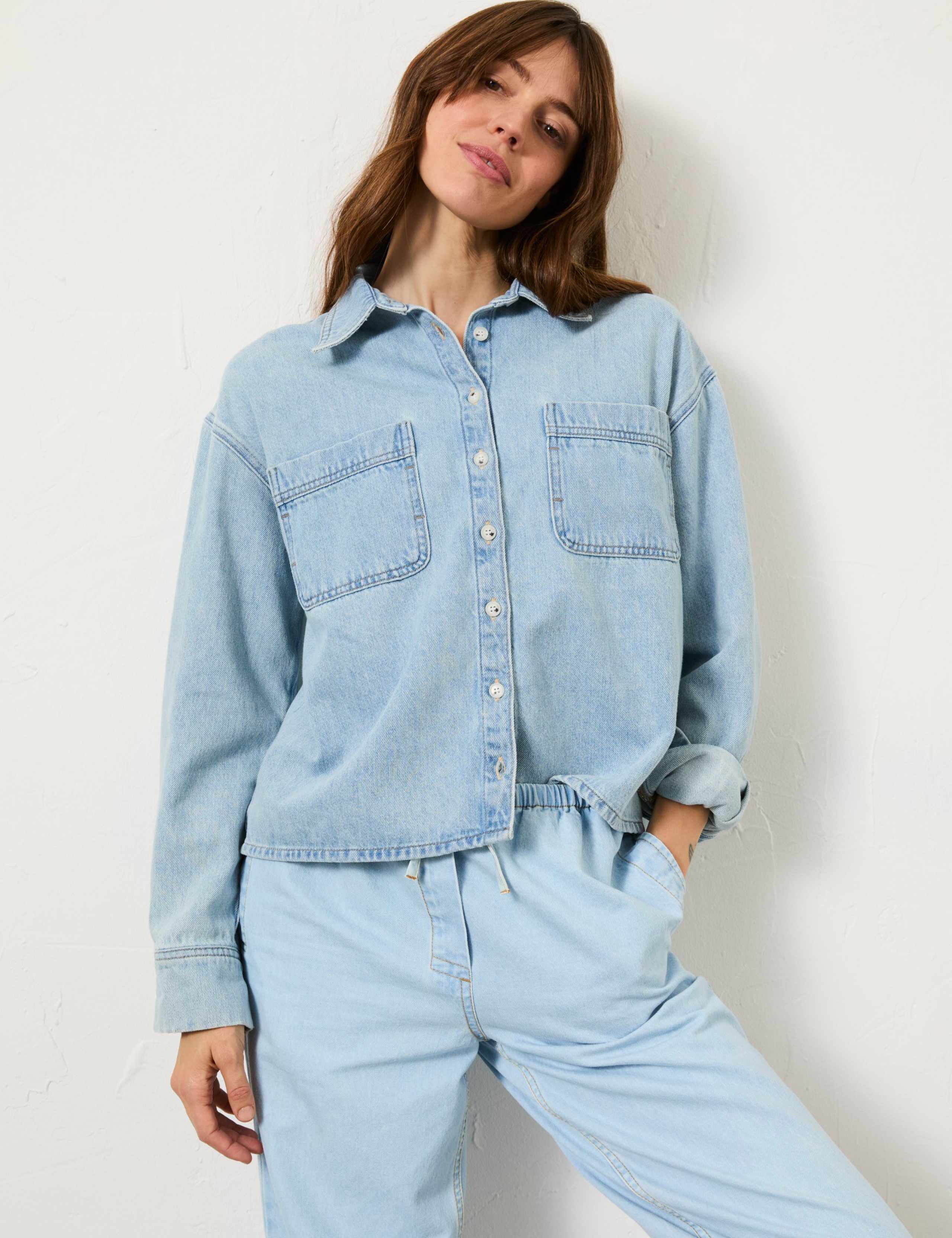 Pure Cotton Collared Button Through Shirt