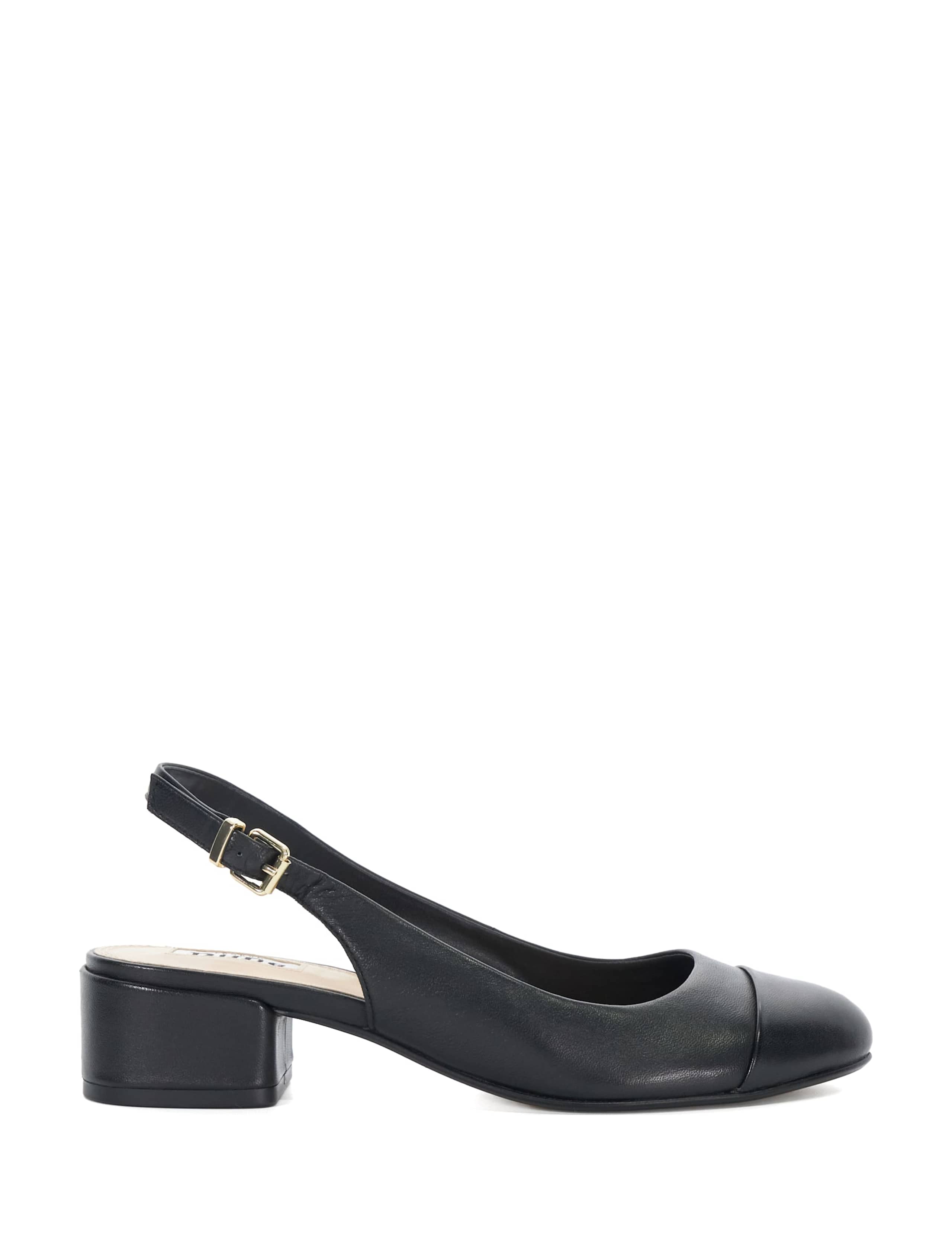 Leather Block Heel Slingback Shoes