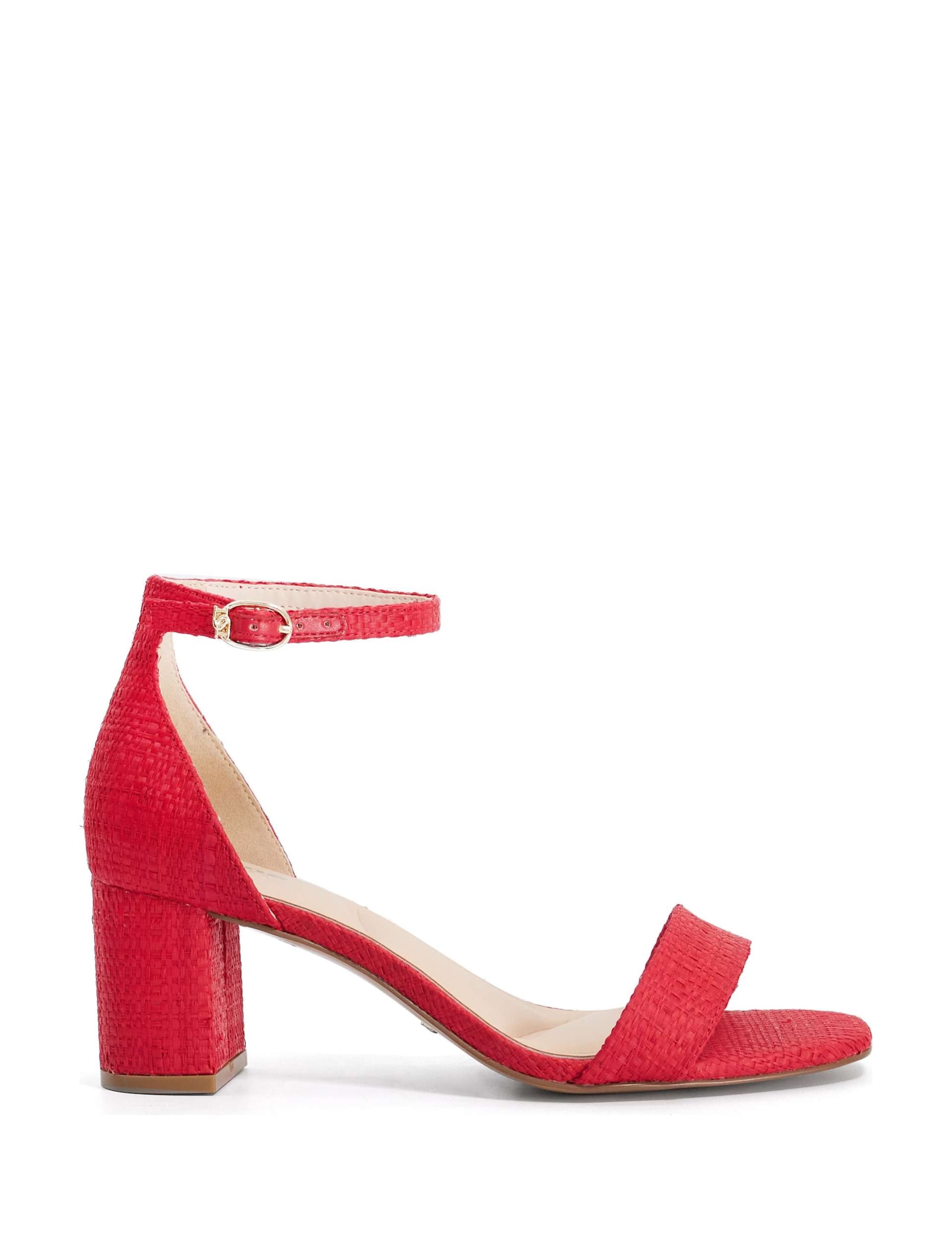 Leather Ankle Strap Block Heel Sandals
