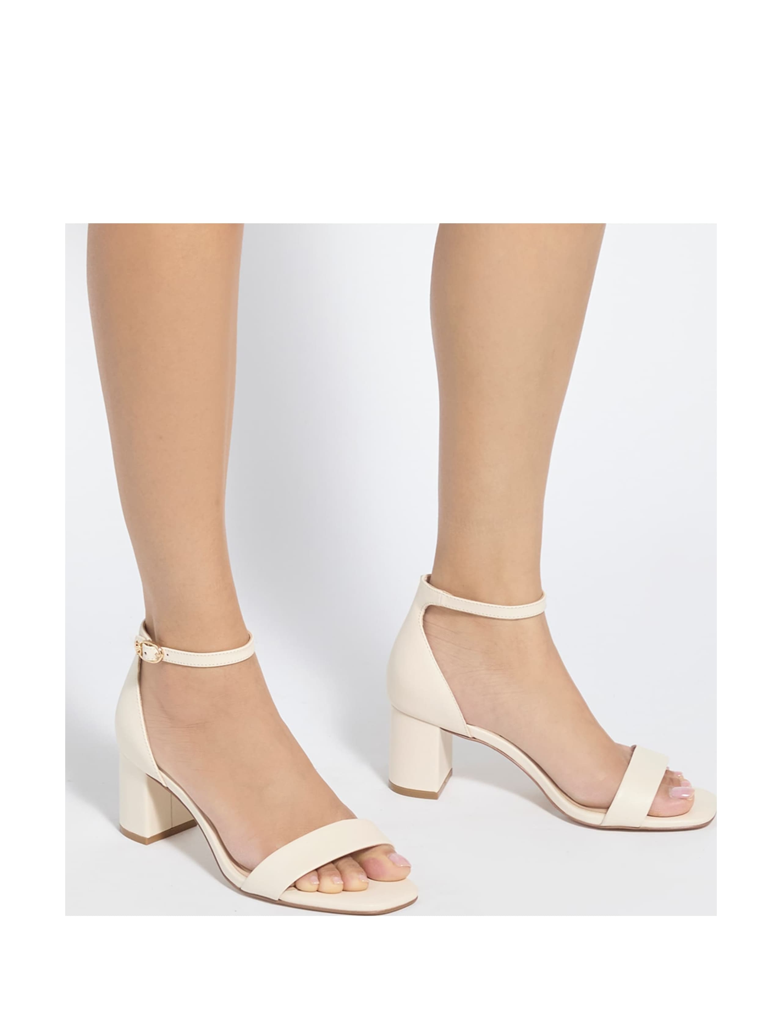 Leather Ankle Strap Block Heel Sandals
