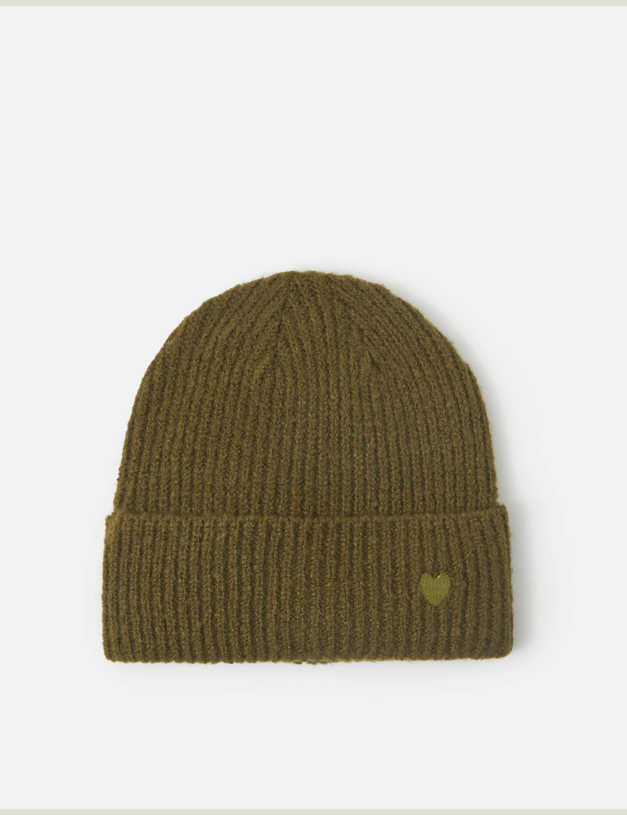 Knitted Heart Embroidered Beanie Hat