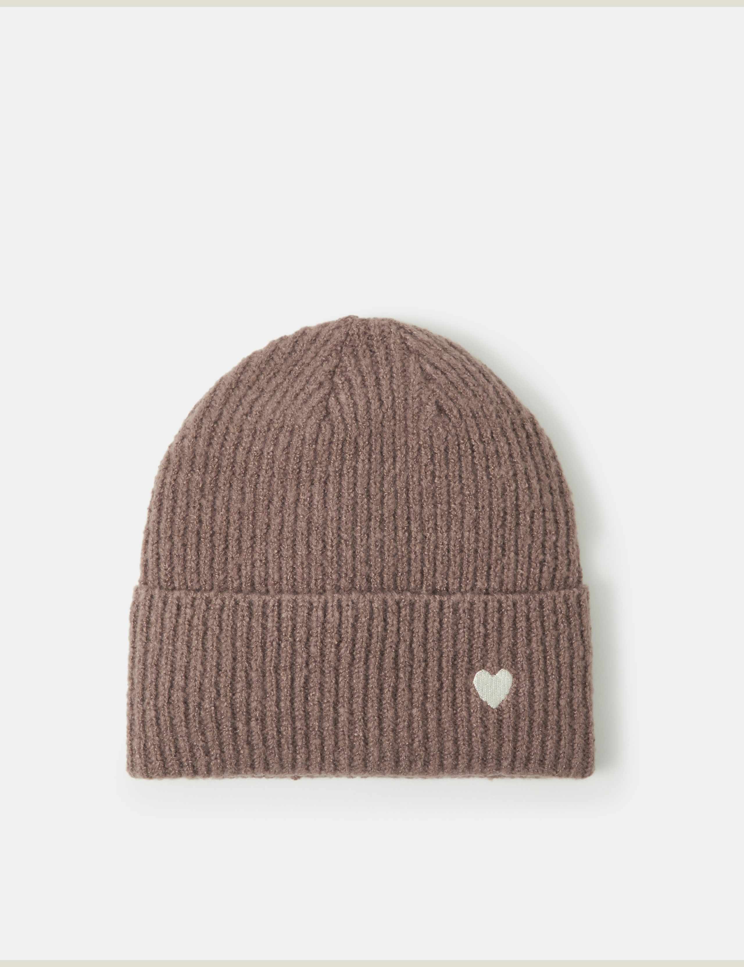 Knitted Heart Embroidered Beanie Hat