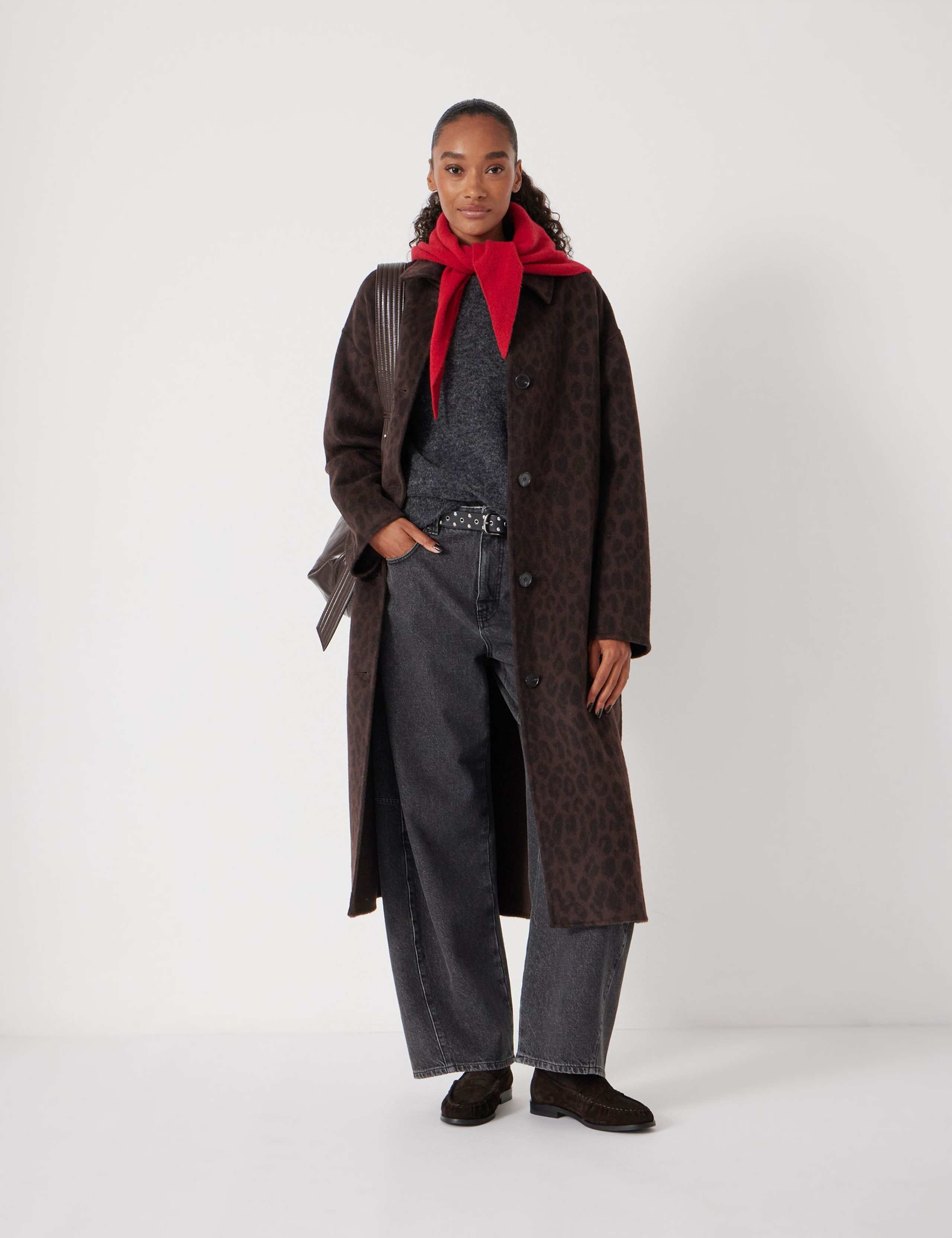 Pure Wool Leopard Print Double Faced Coat