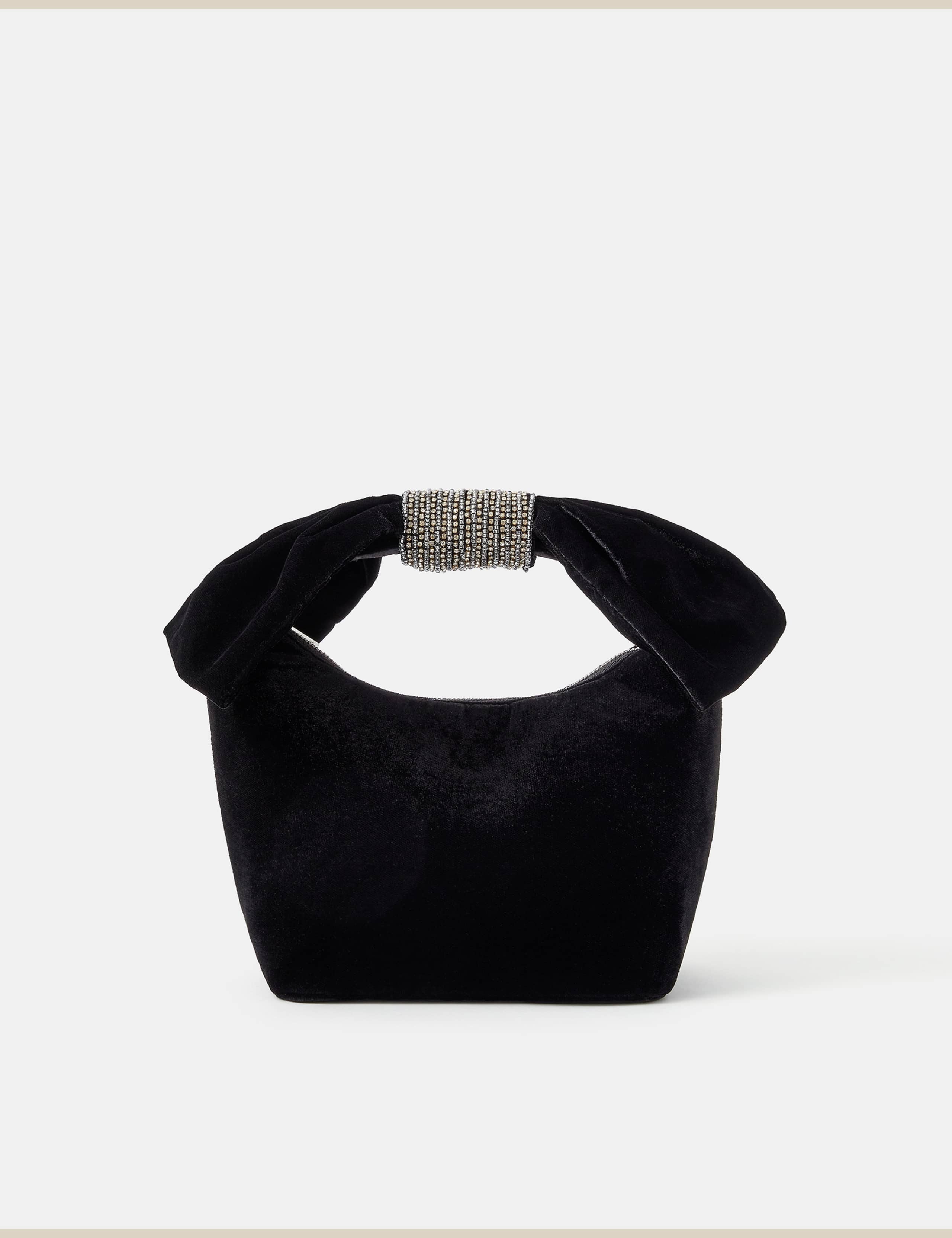 Velvet Bow Handle Clutch Bag