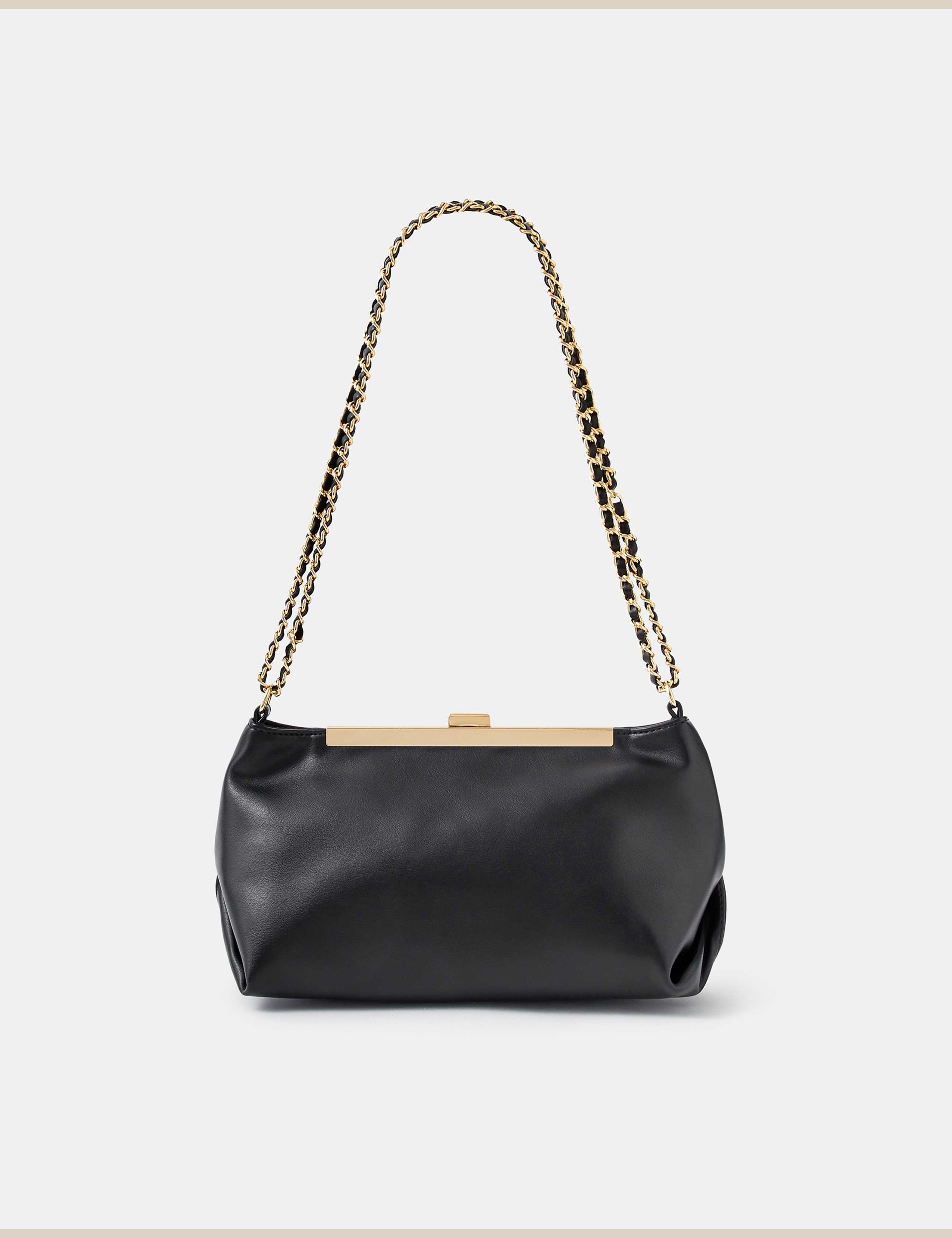 Faux Leather Chain Strap Shoulder Bag