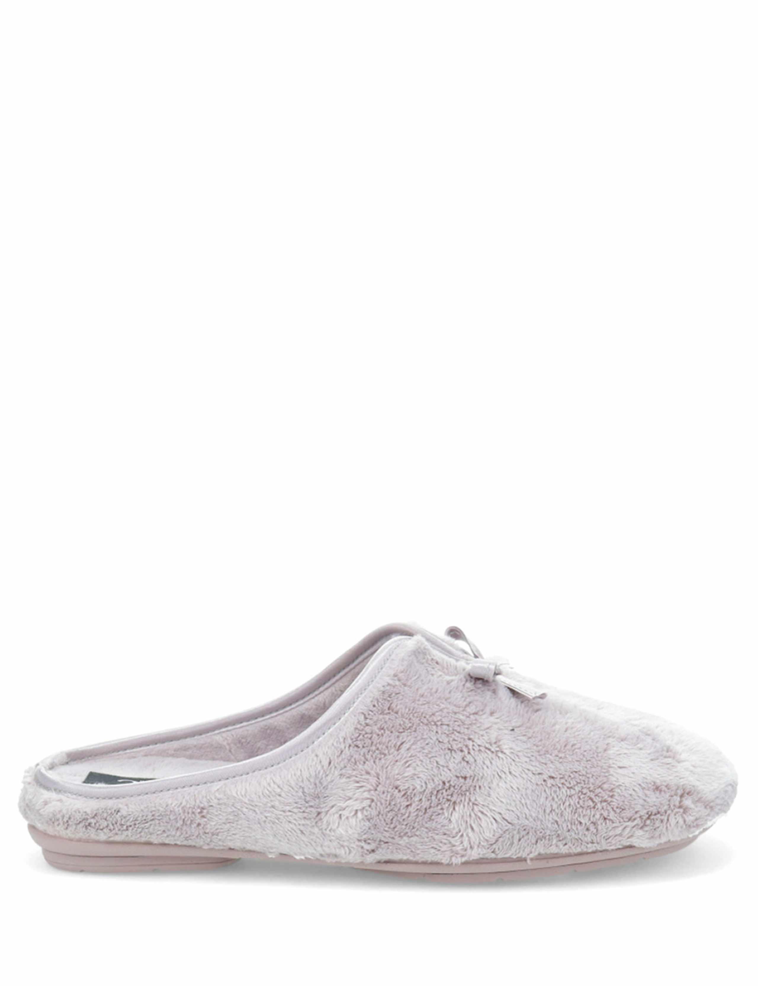Bow Faux Fur Lined Mule Slippers
