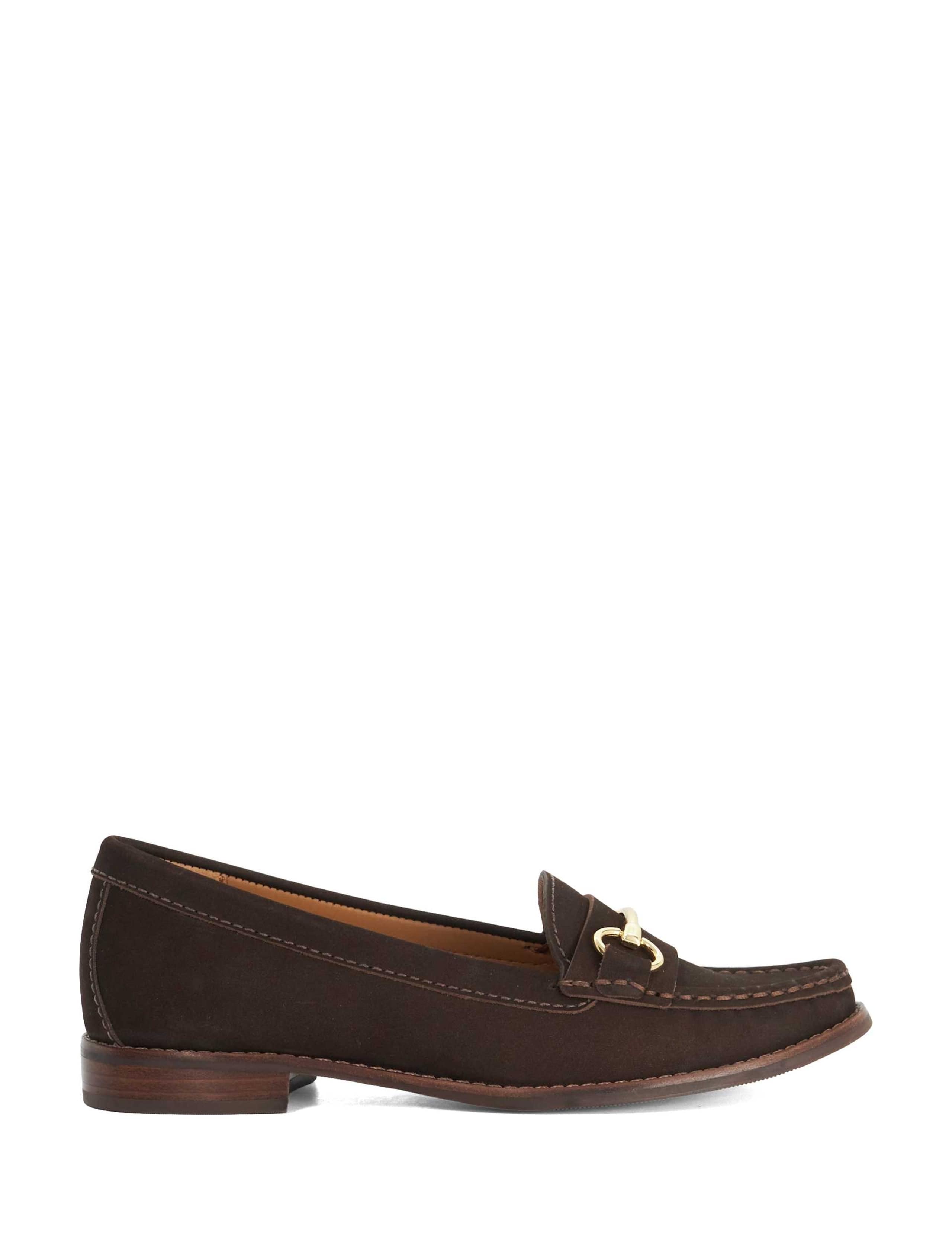 Wide Fit Leather Slip On Flat Loafers