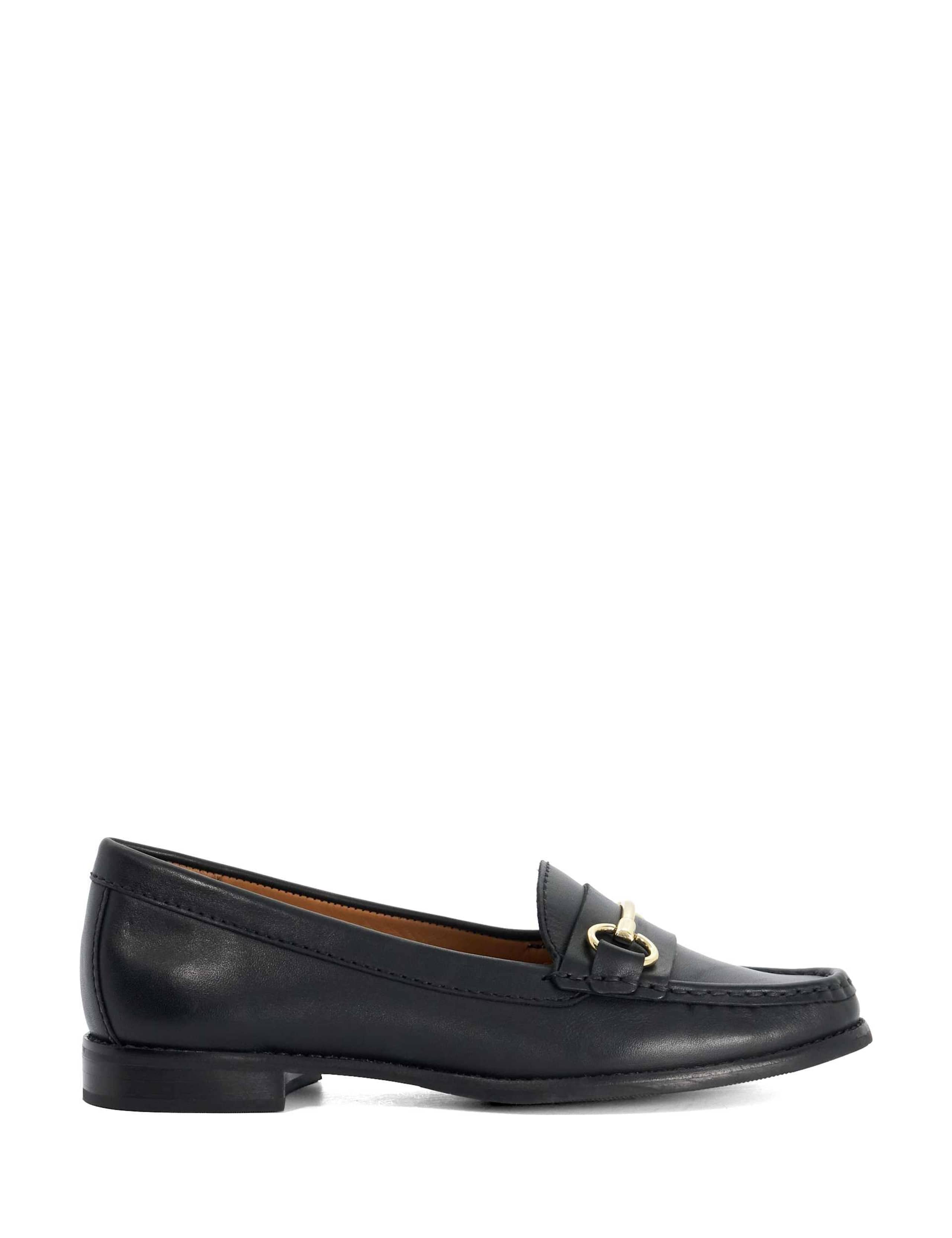 Wide Fit Leather Slip On Flat Loafers