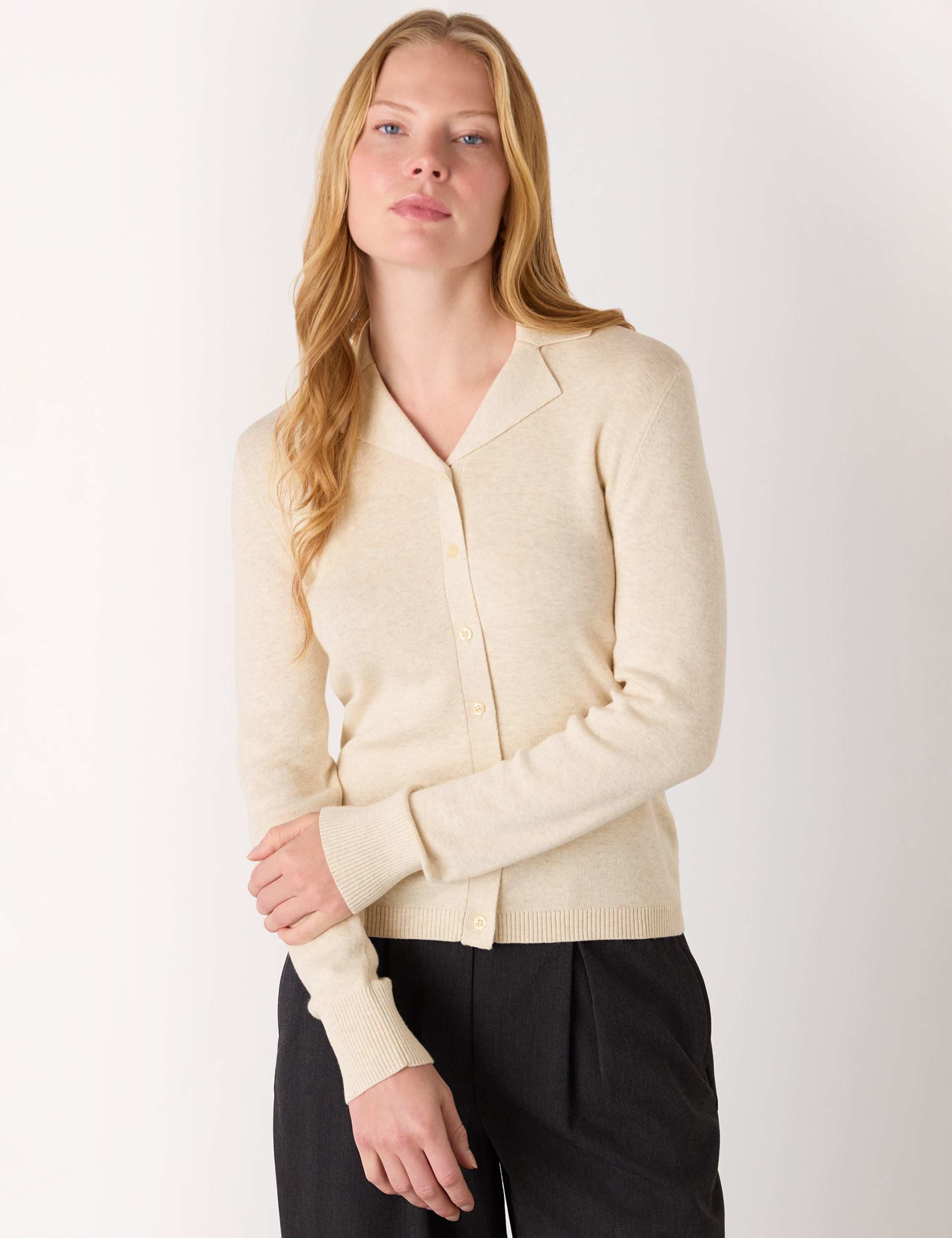 Cotton Rich Collared Knitted Top