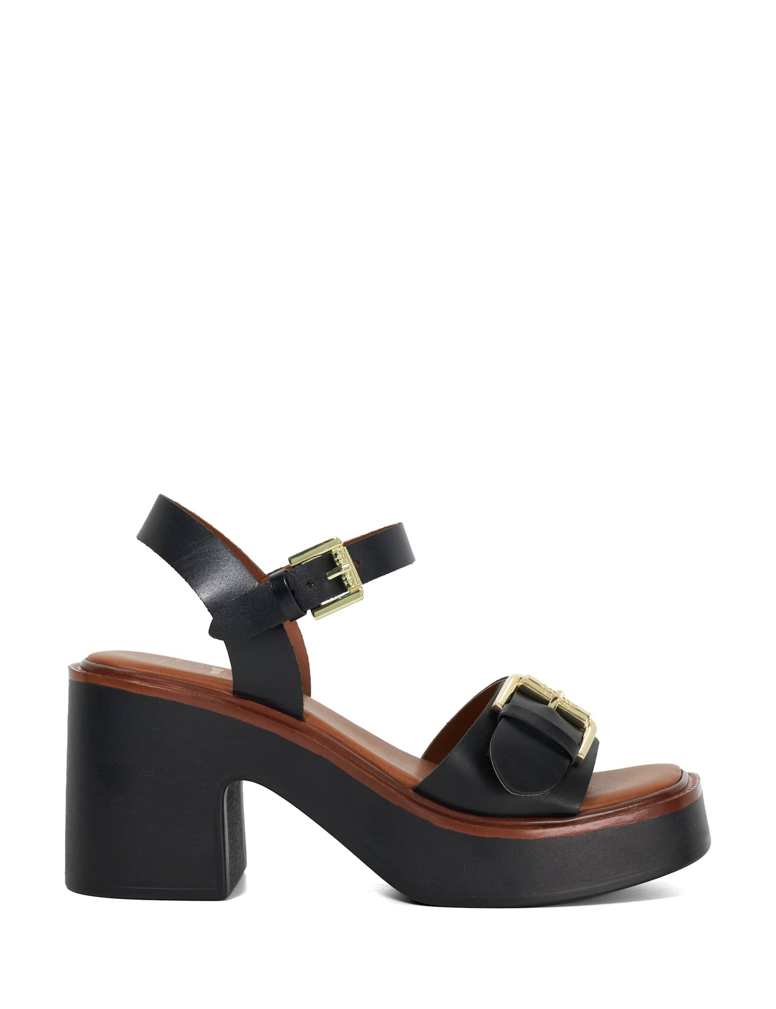 Leather Chunky Block Heel Platform Sandals