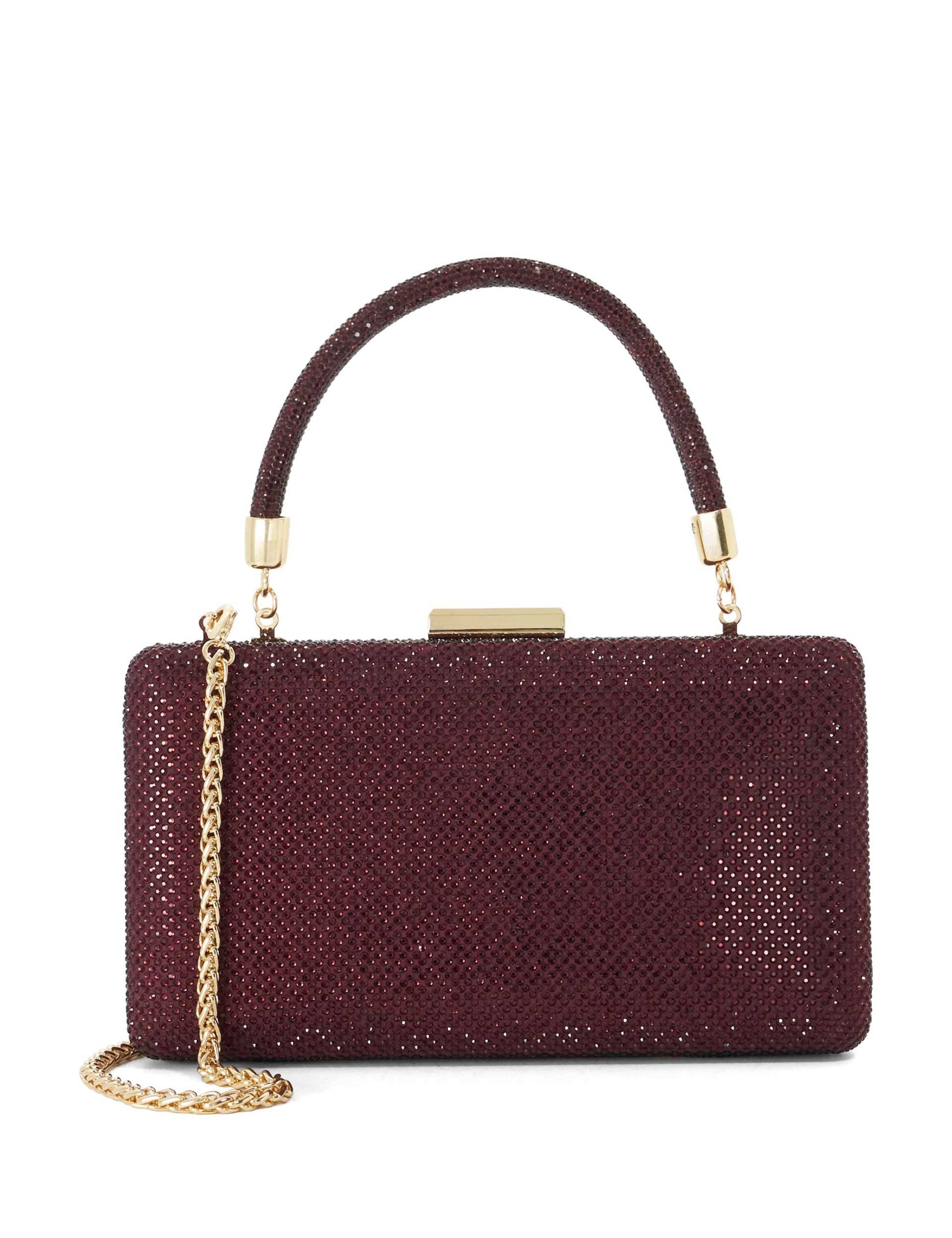 Embellished Chain Strap Slim Clutch Bag