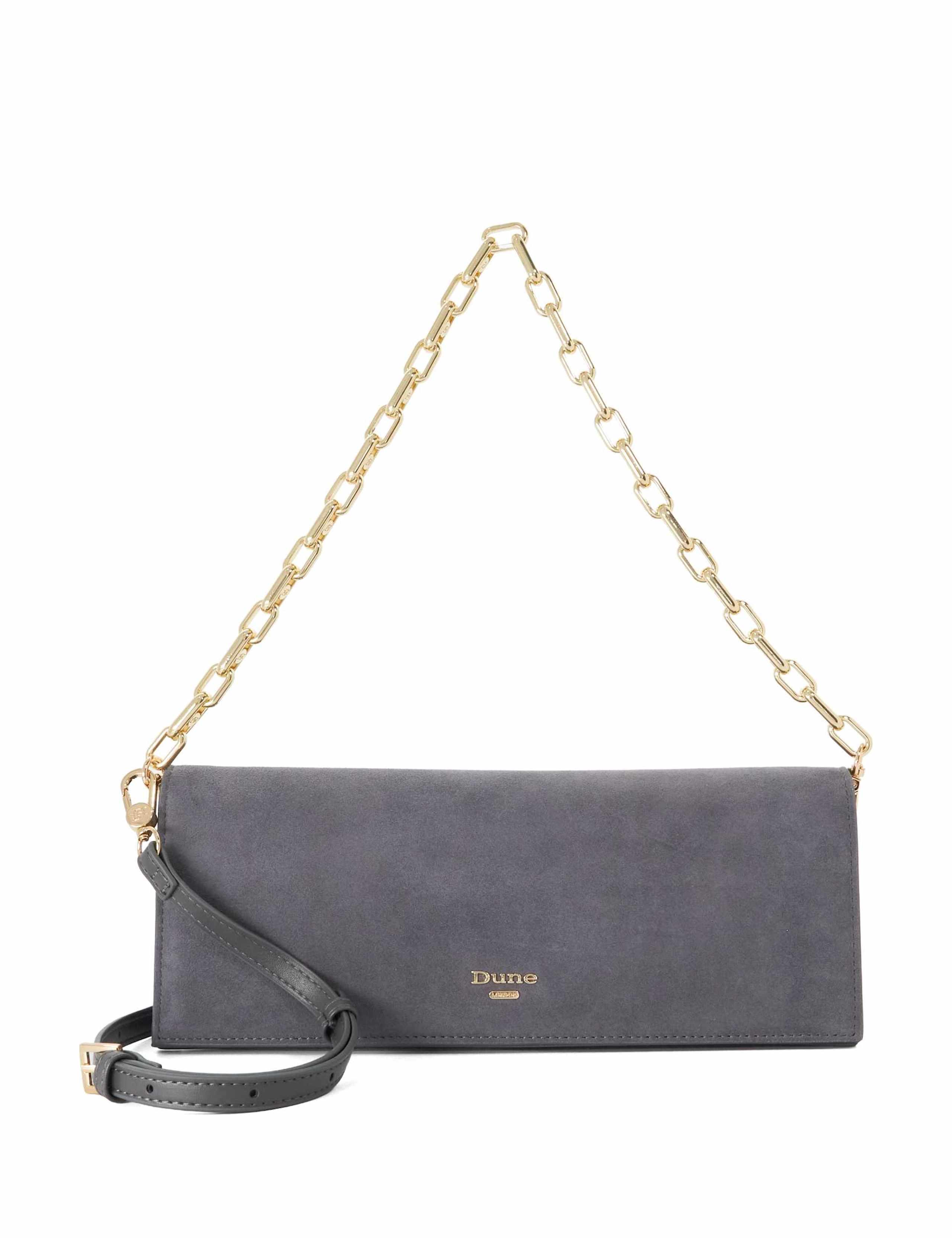 Suede Chain Strap Cross Body Clutch Bag