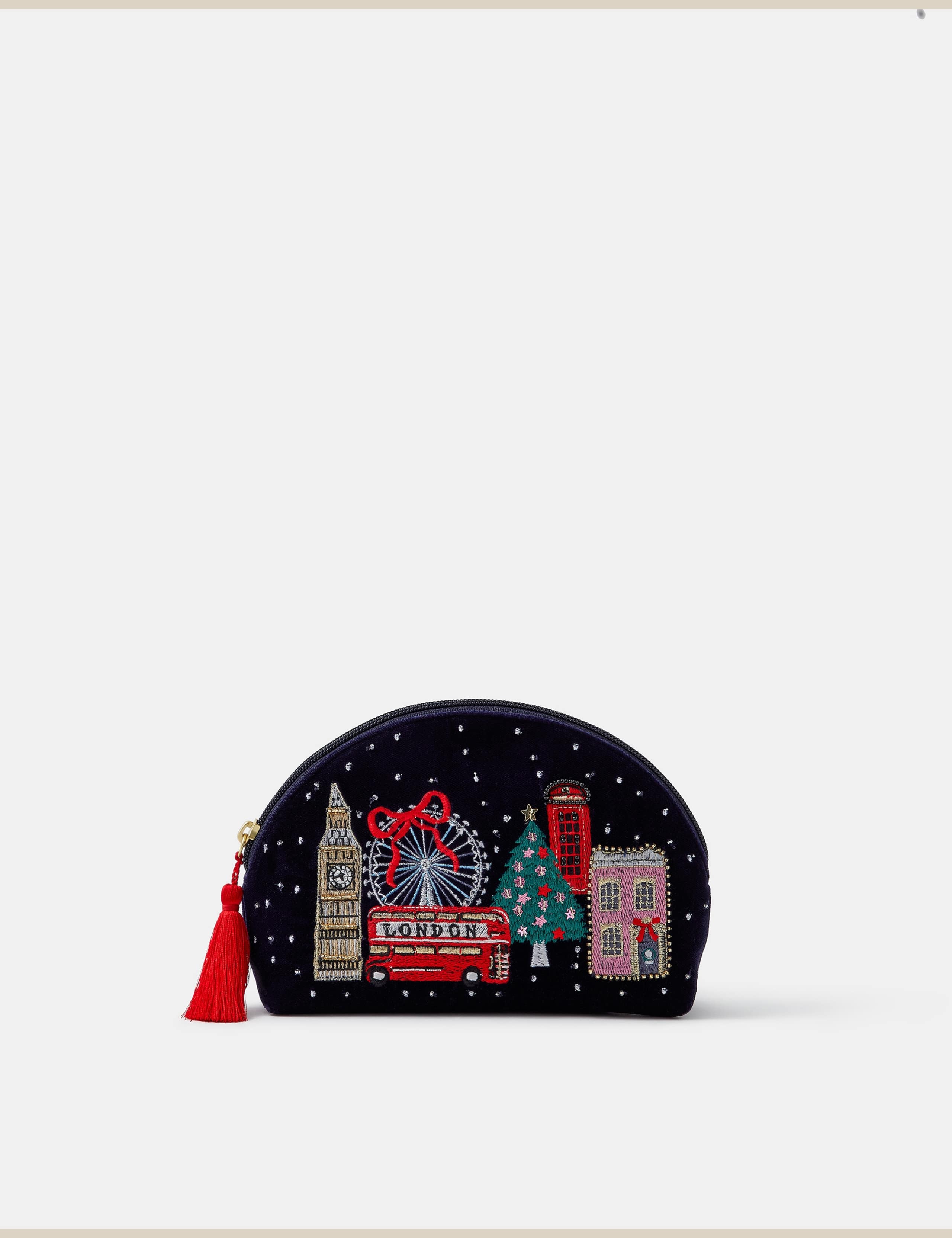 Christmas London Velvet Pouch