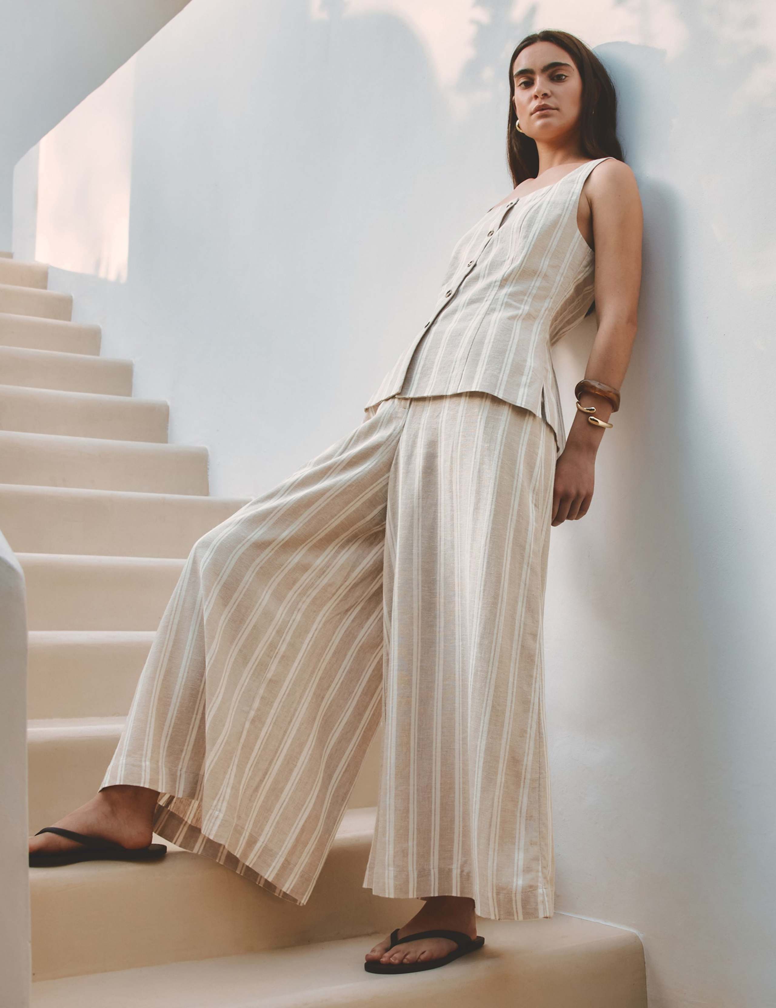 Linen Rich Striped Culottes